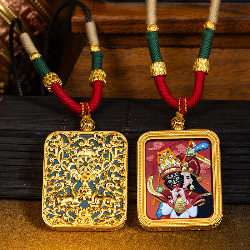 Tibetan Buddha Thangka Pendant Necklace