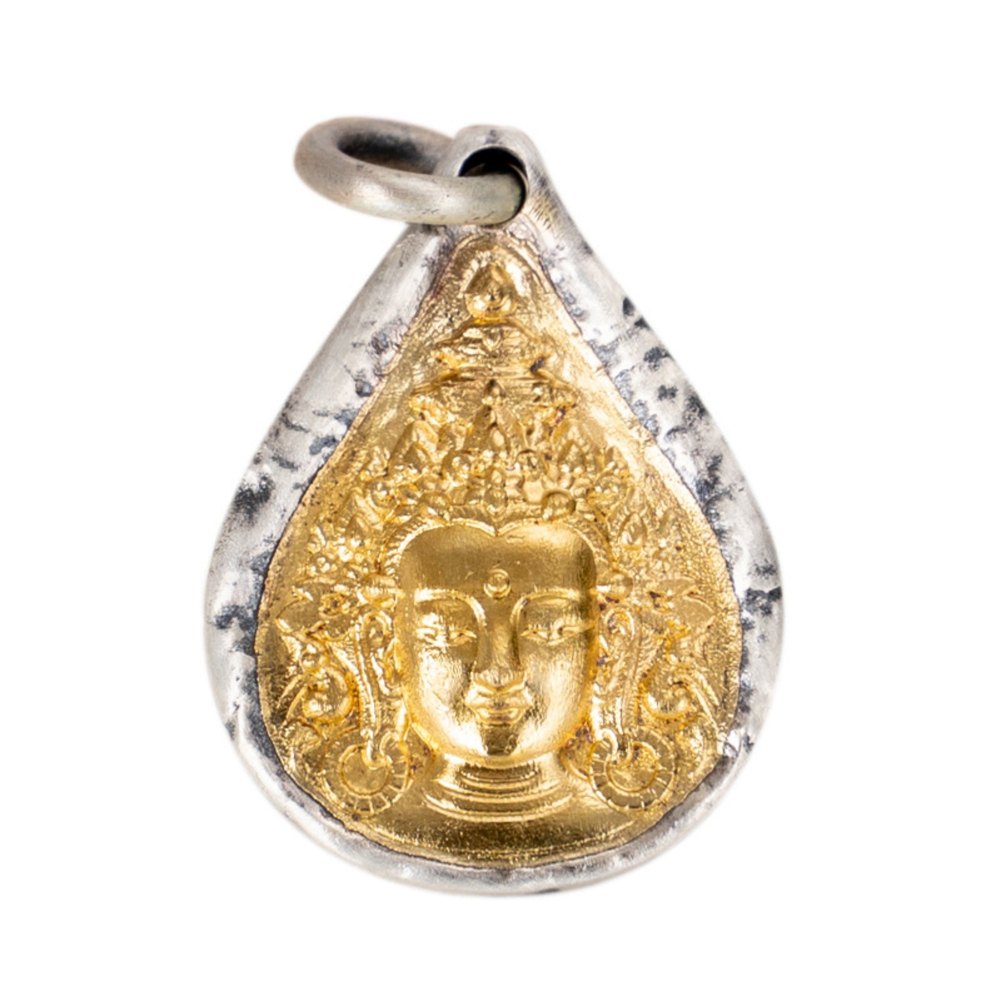 Tibetan Buddhist Green Tara's Tear Gold and Silver Pendant