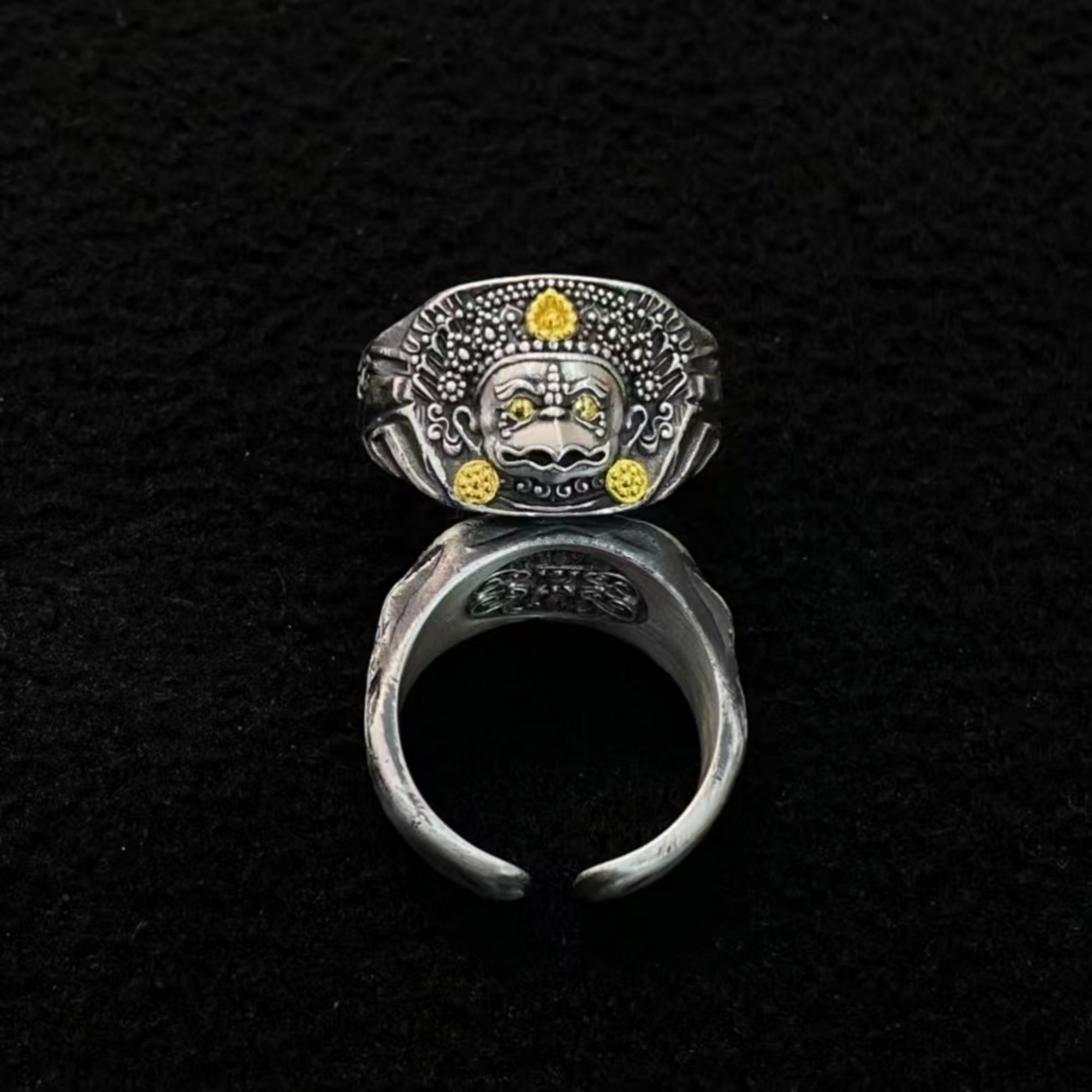 Tibetan Buddhist Hand-Carved Garuda Ring