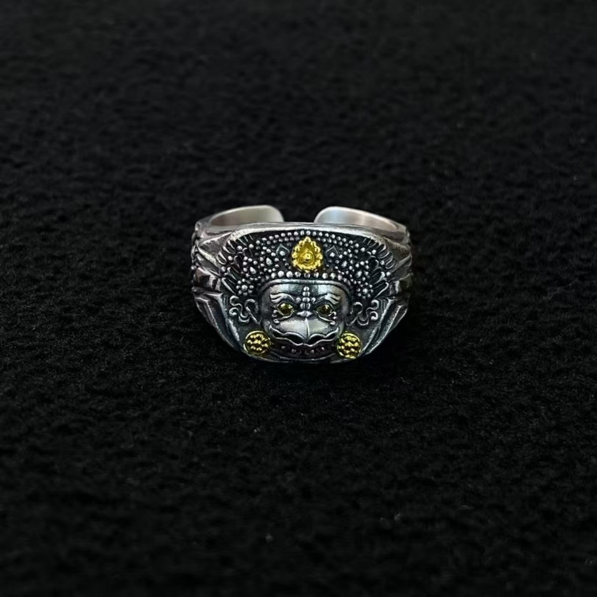 Tibetan Buddhist Hand-Carved Garuda Ring