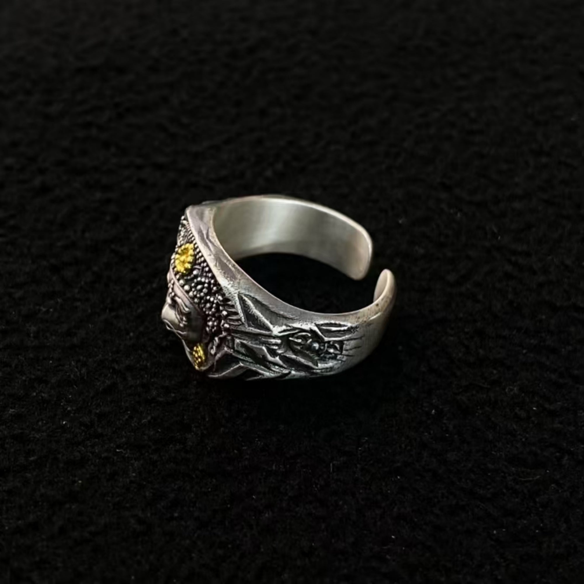 Tibetan Buddhist Hand-Carved Garuda Ring