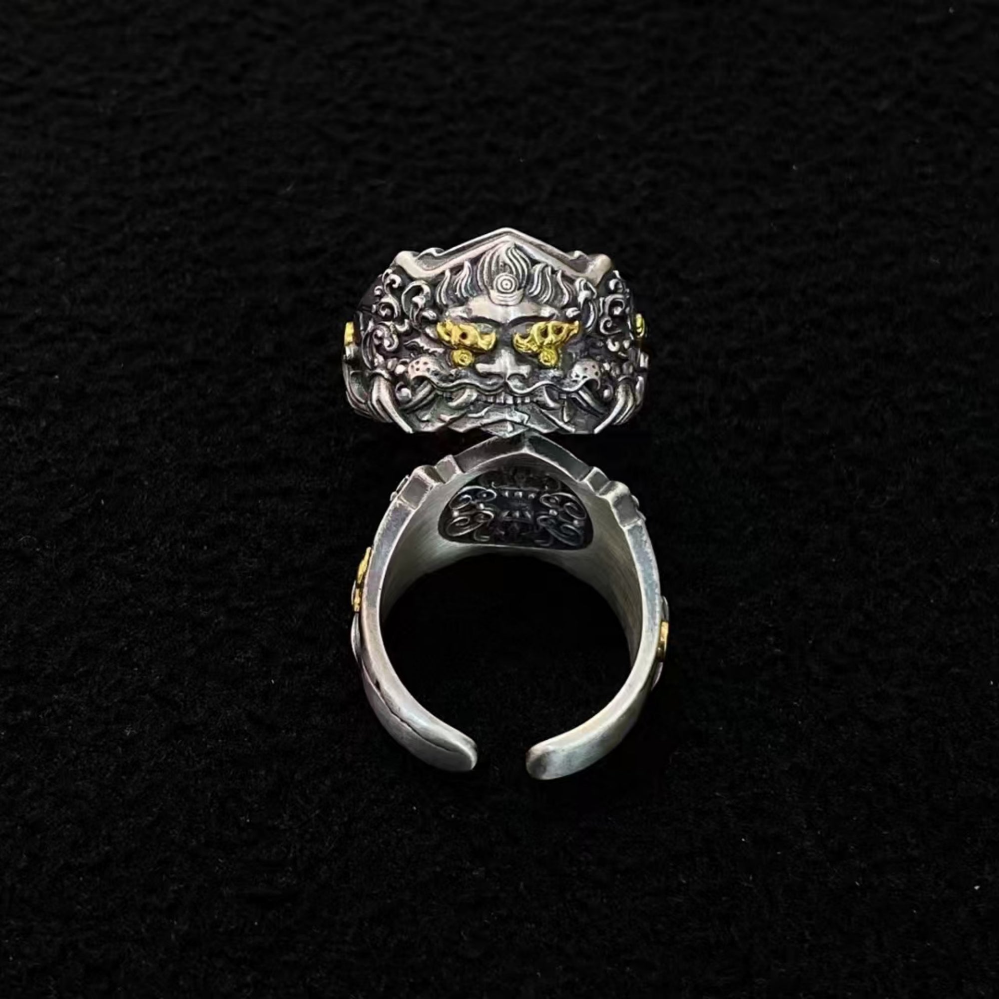 Tibetan Buddhist Hand-Carved Shri Bagche Ring