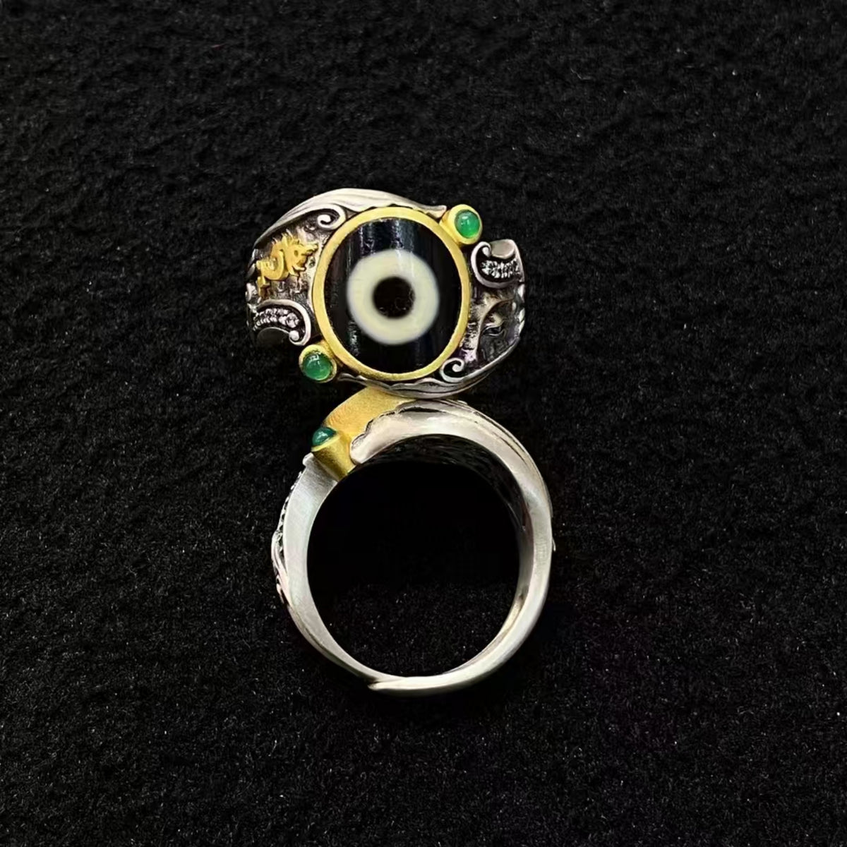 Tibetan Buddhist Sacred Dzi Garuda Ring