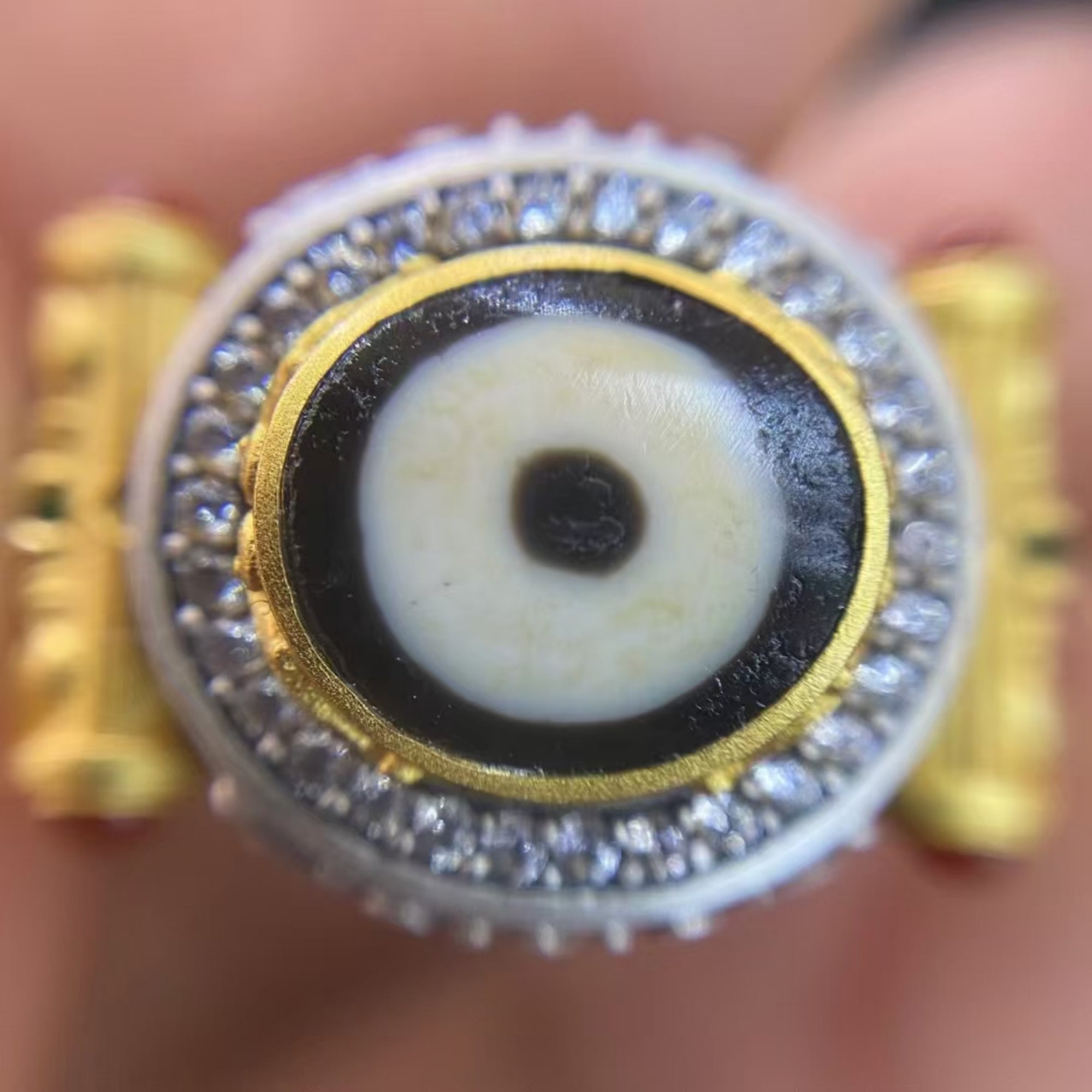 Tibetan Buddhist Vajra Dzi Crystal Silver Ring