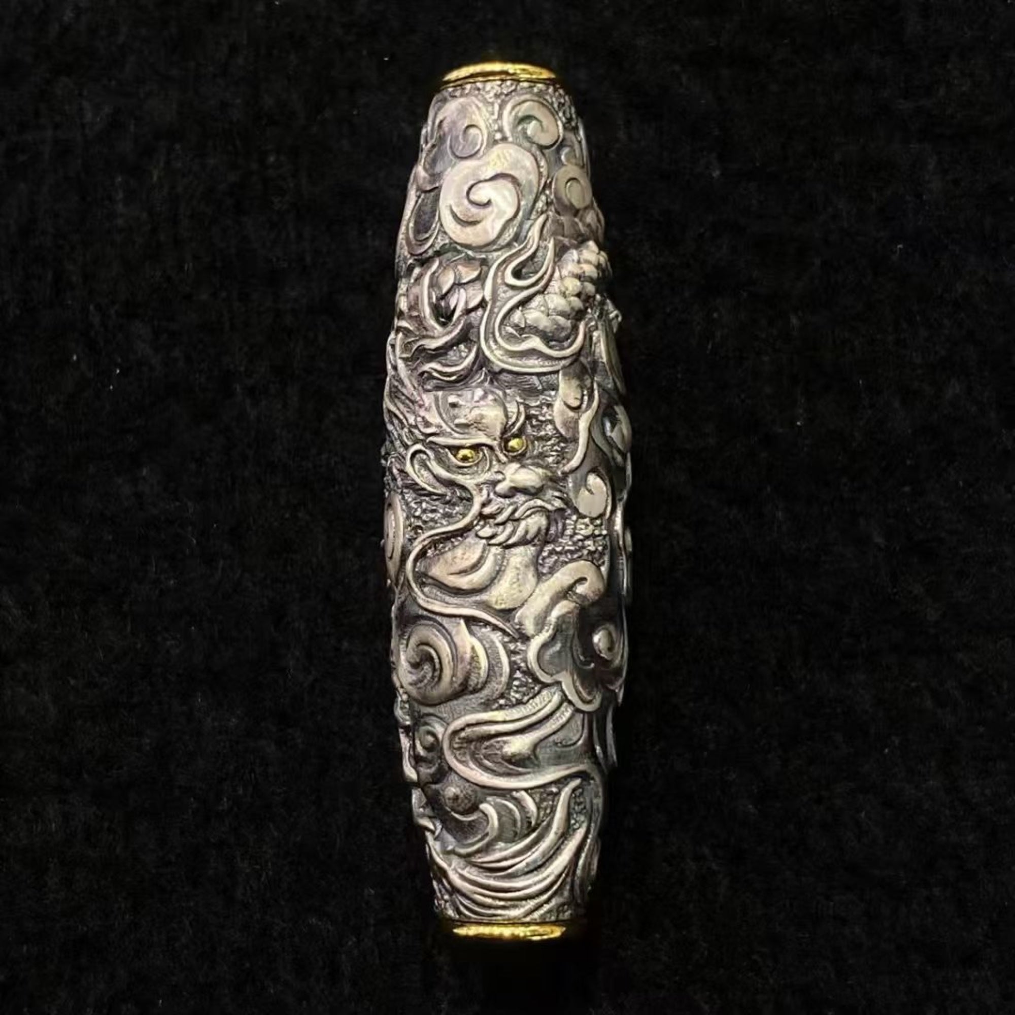 Tibetan Celestial Dragon Silver Amulet Necklace