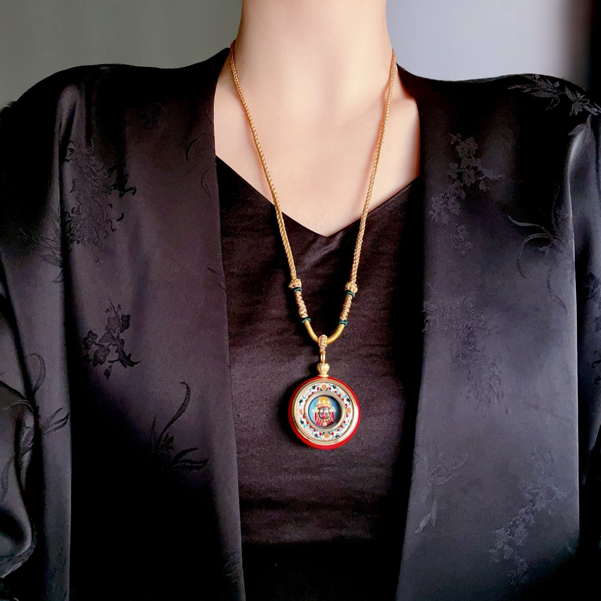 Tibetan Cinnabar Zakiram Amulet Necklace