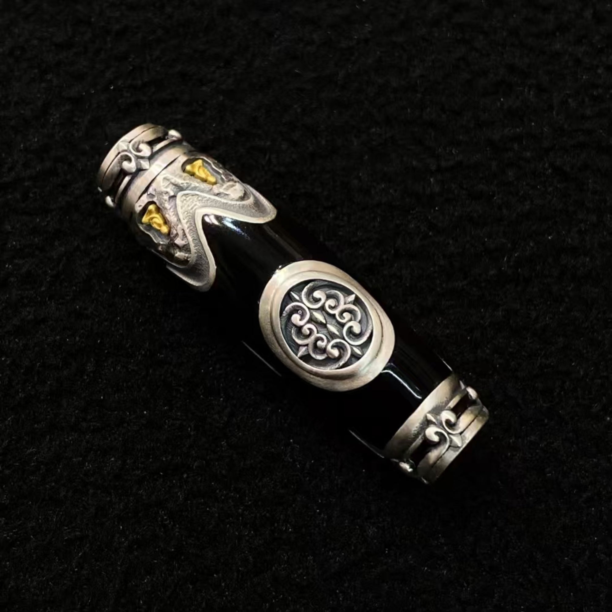 Tibetan Cloisonné Peace-Growth-Harmony Dzi Amulet Pendant