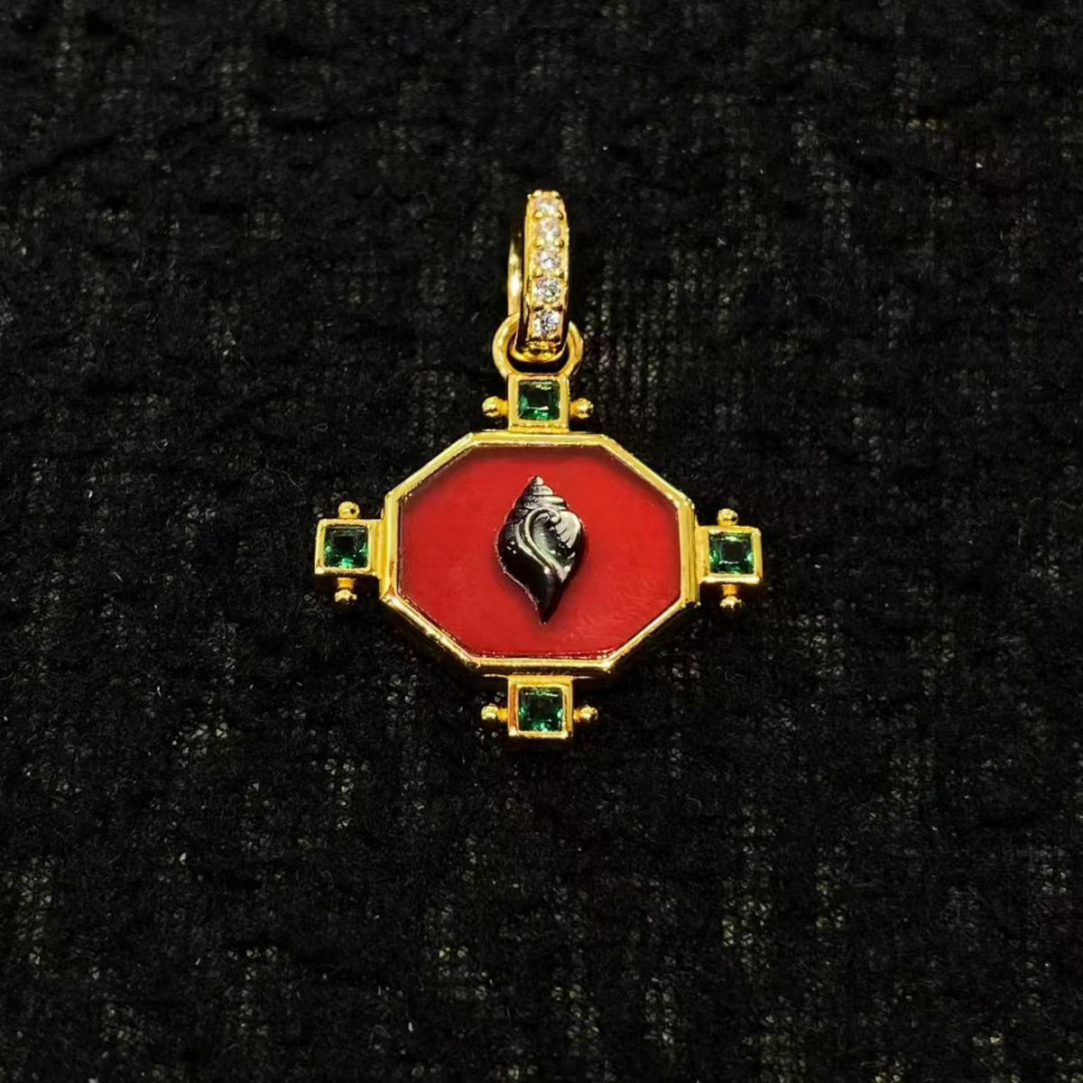Tibetan Conch (Shankha) Sterling Silver Pendant Necklace