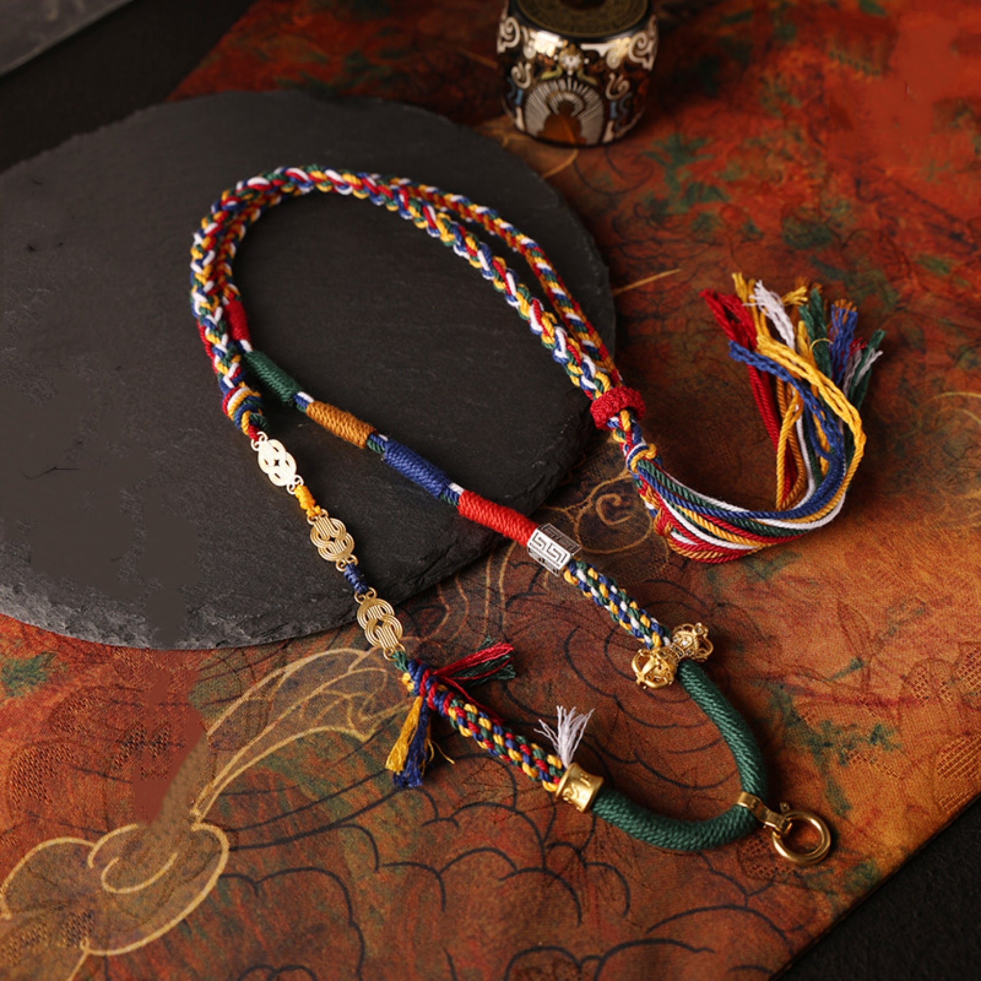 Tibetan Five-Color Cotton Cord Thangka Pendant Replacement Chain