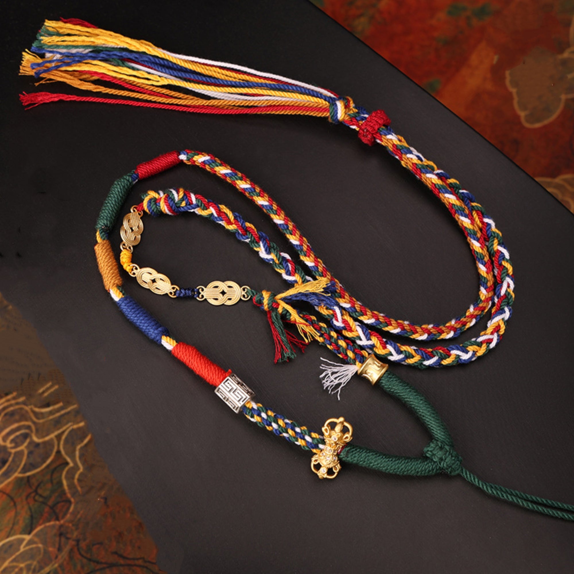 Tibetan Five-Color Cotton Cord Thangka Pendant Replacement Chain