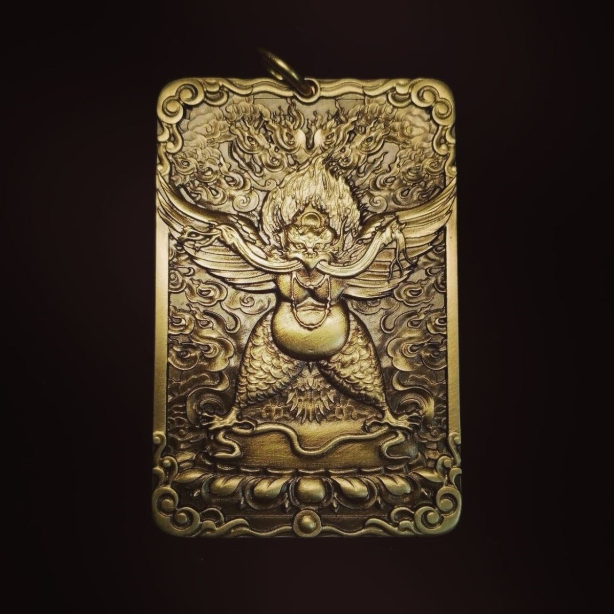 Tibetan Garuda Brass Amulet Pendant Necklace
