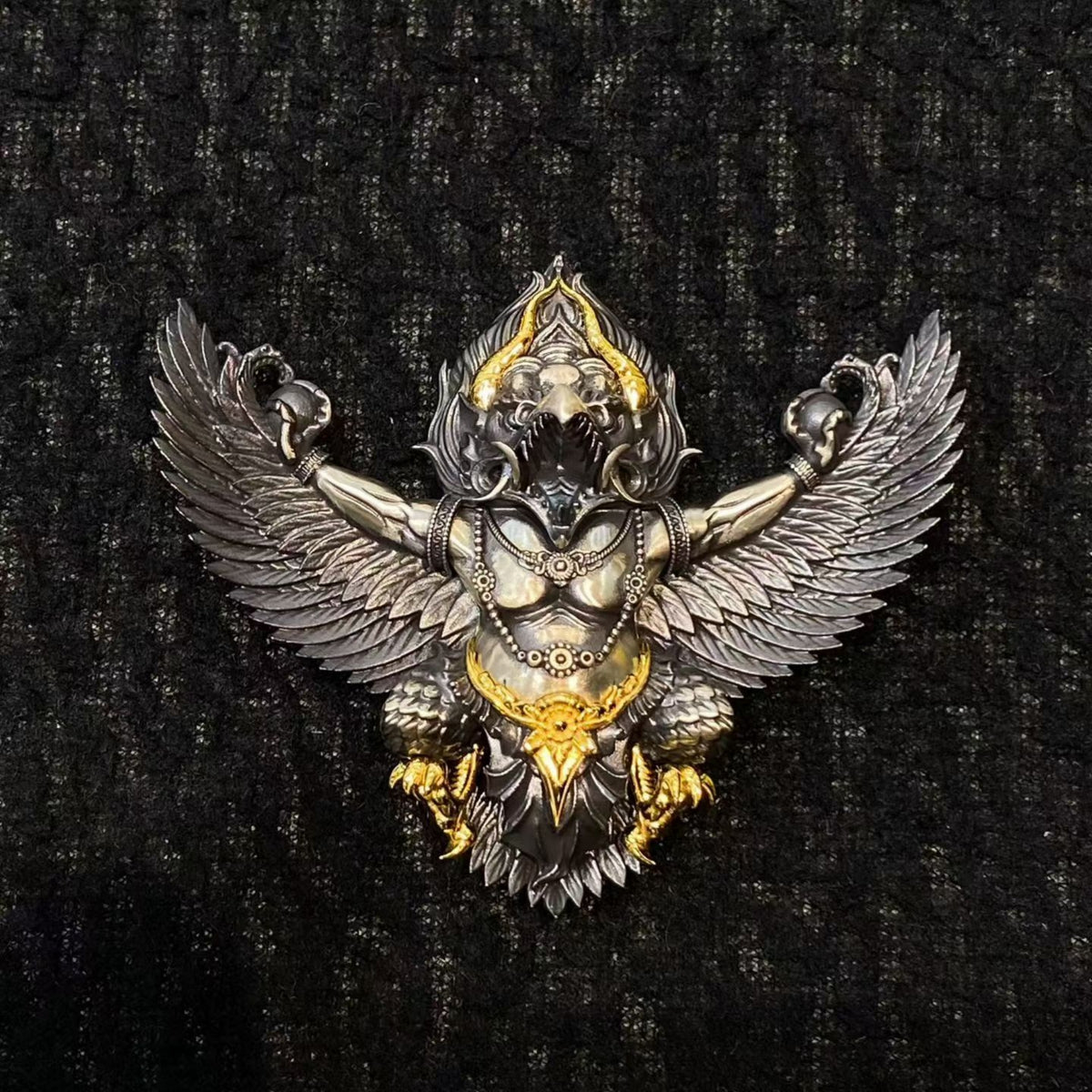 Tibetan Garuda Guardian Sterling Silver Pendant Necklace