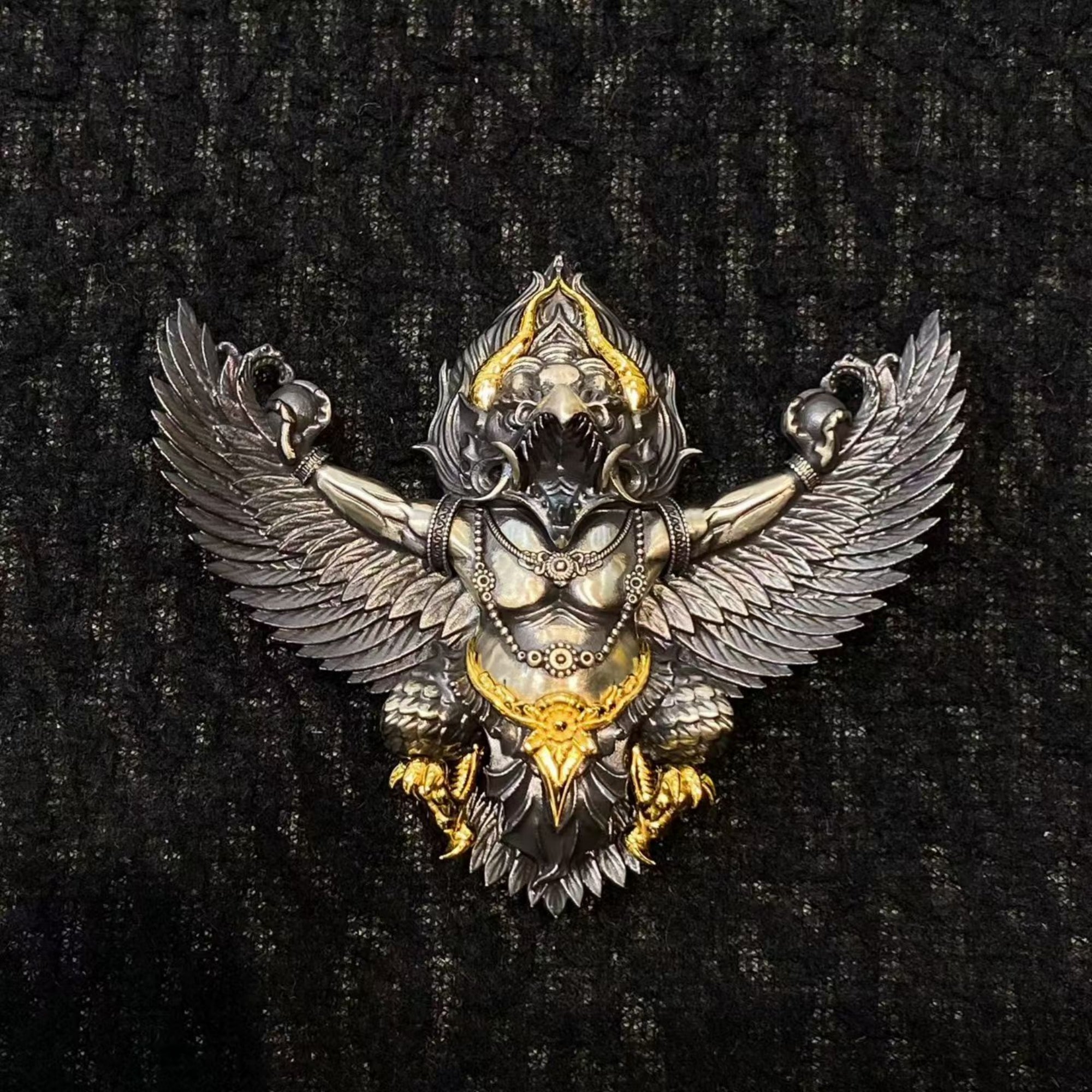 Tibetan Garuda Guardian Sterling Silver Pendant Necklace