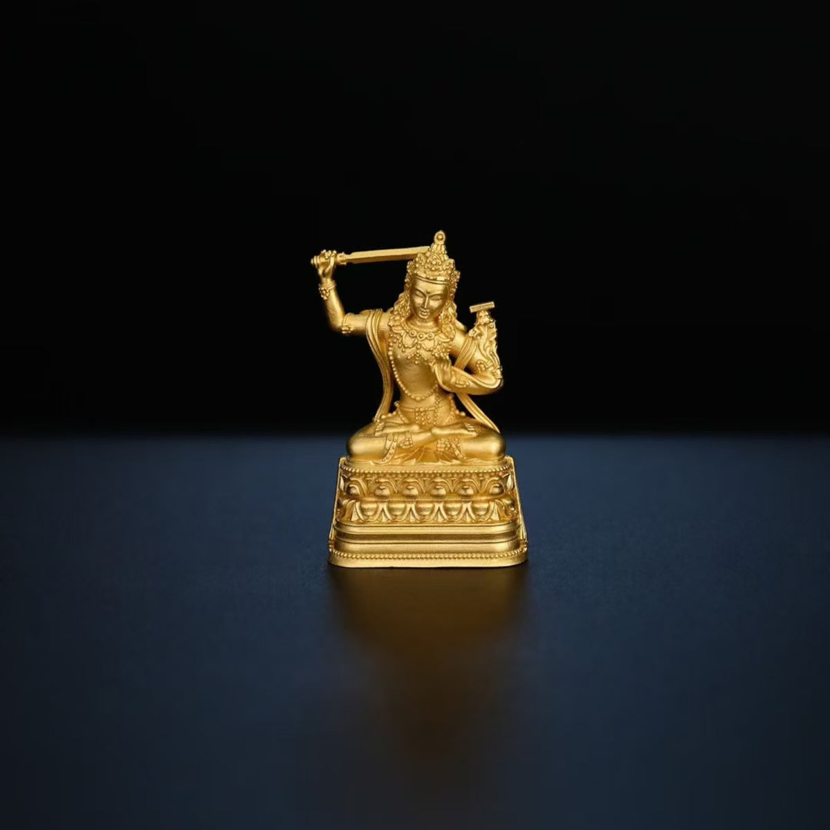 Tibetan Hand-Carved Manjushri Silver Shrine Statue