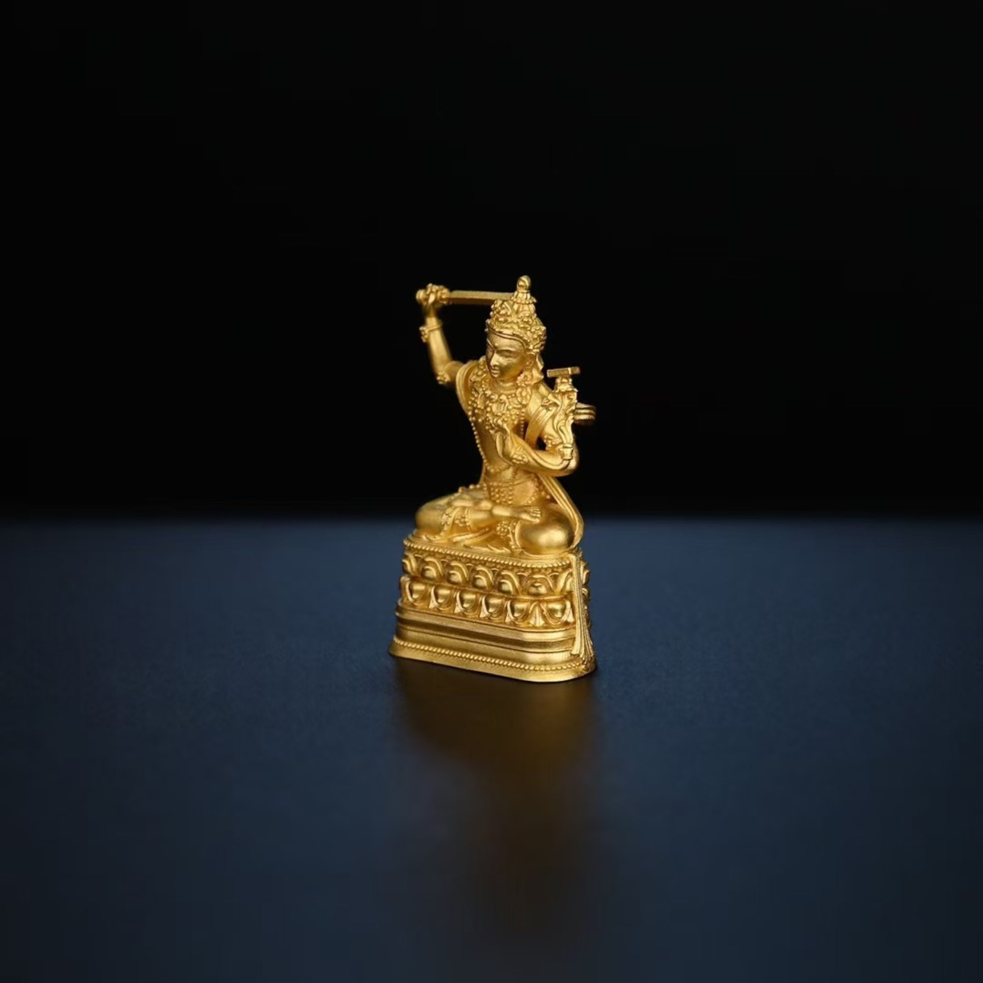 Tibetan Hand-Carved Manjushri Silver Shrine Statue