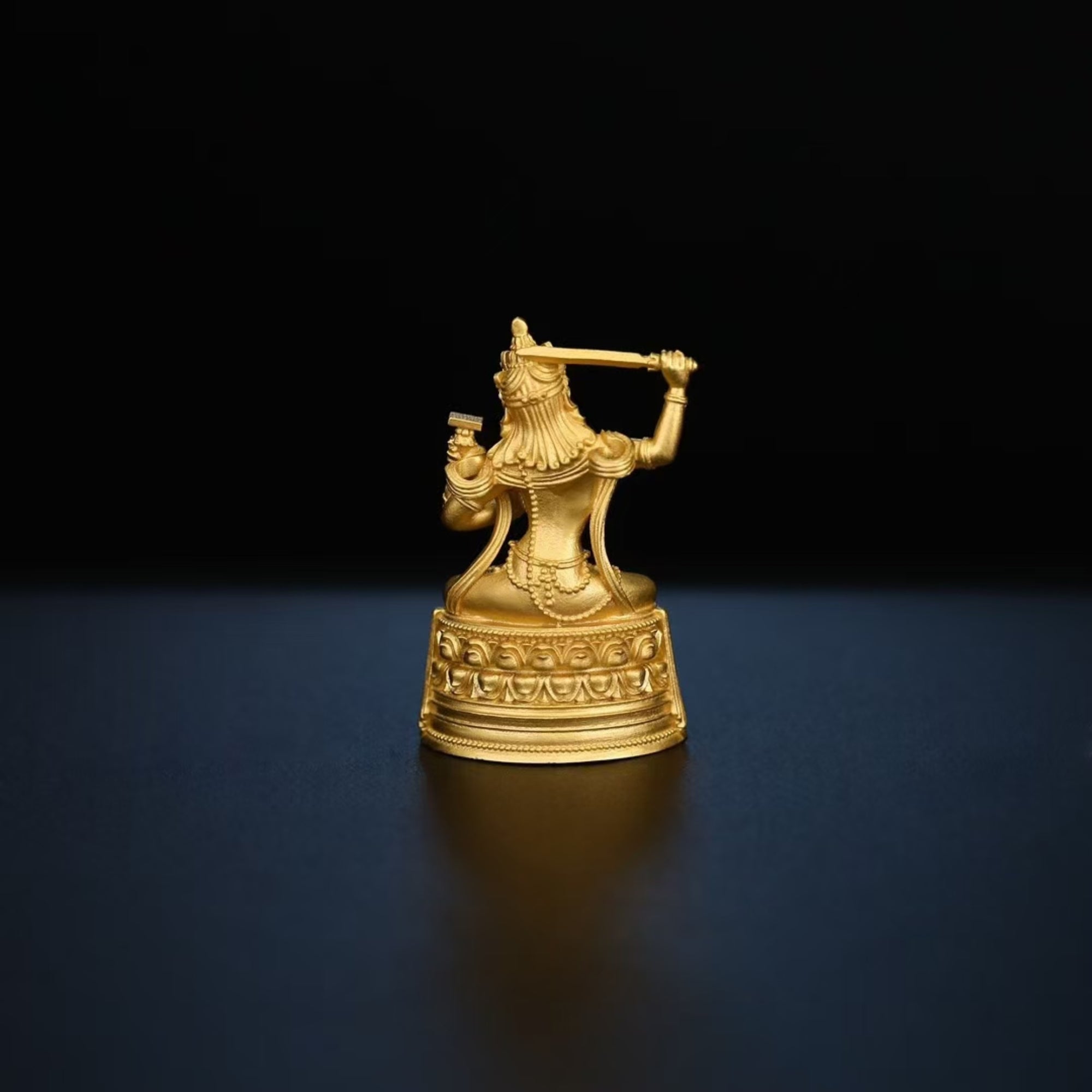 Tibetan Hand-Carved Manjushri Silver Shrine Statue