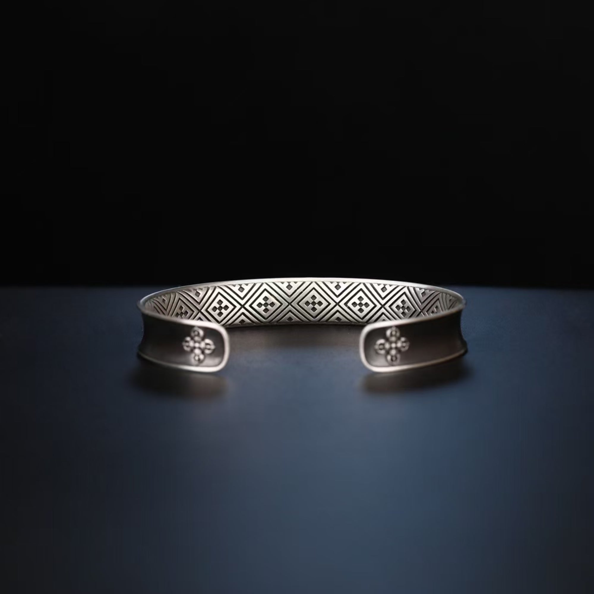 Tibetan Hand-Carved Mount Everest Gold & Silver Bangle