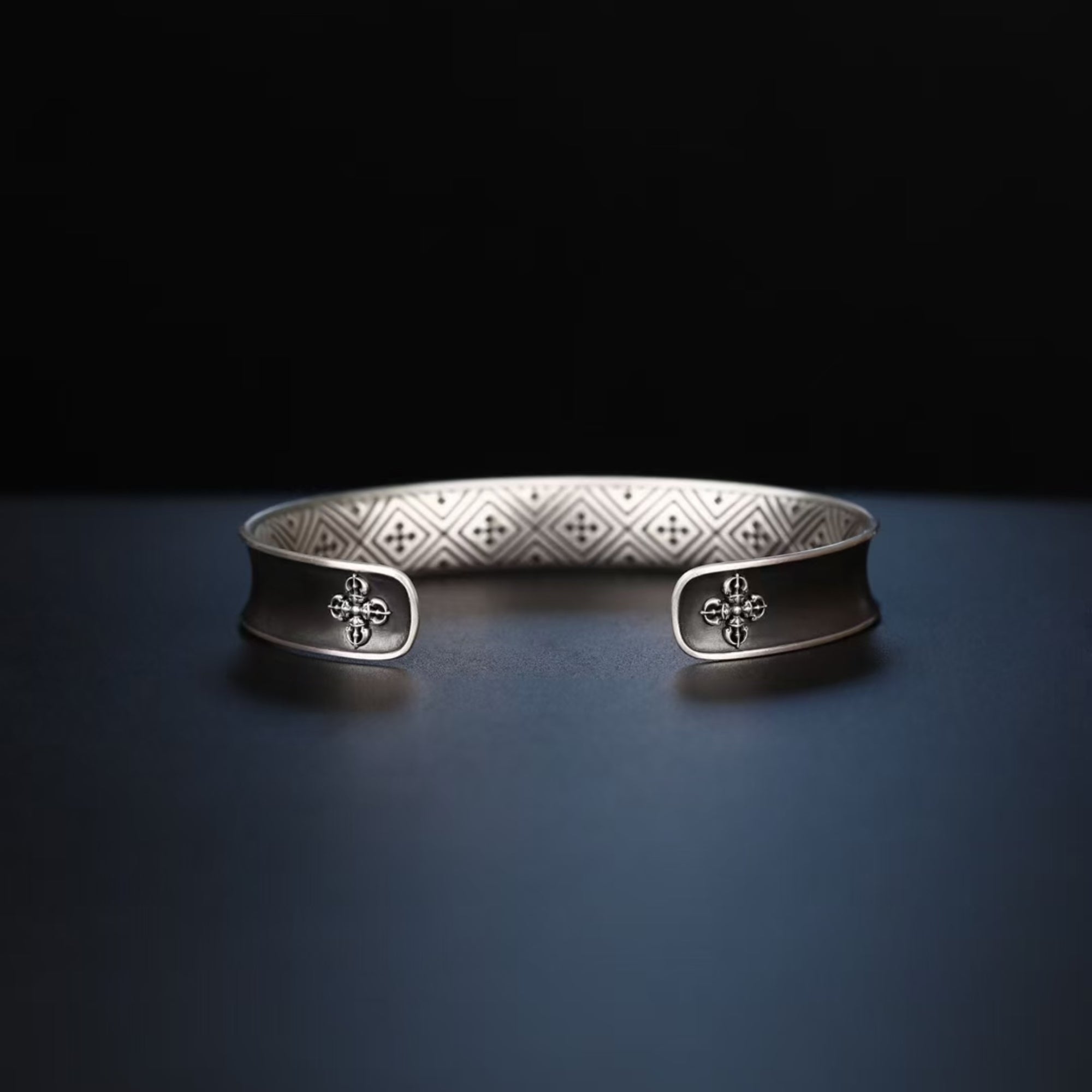 Tibetan Hand-Carved Mount Everest Gold & Silver Bangle