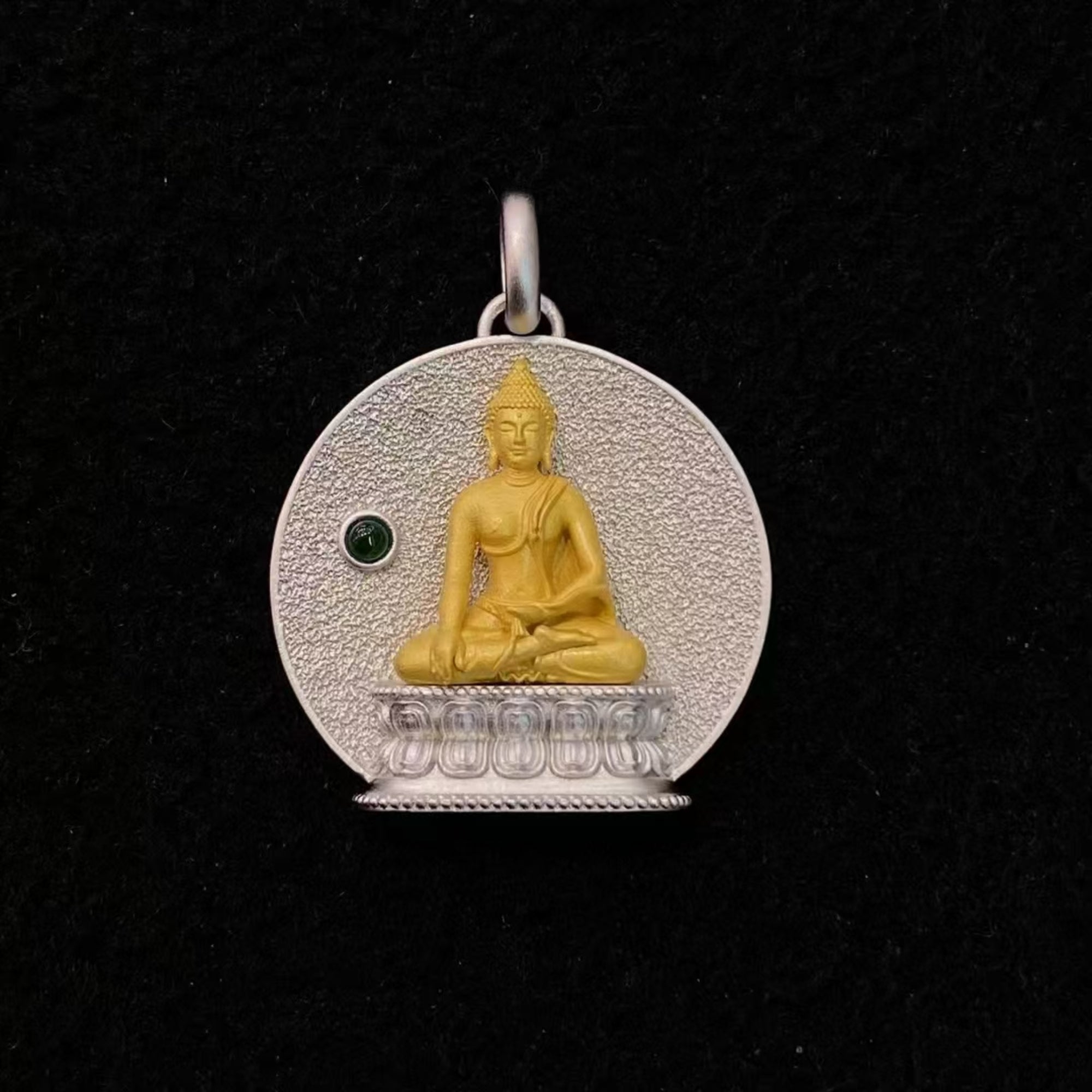 Tibetan Hand-Carved Shakyamuni Silver Pendant Necklace