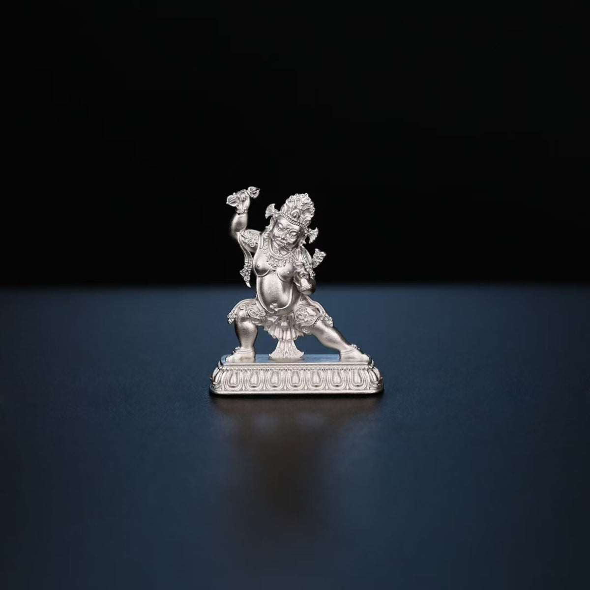 Tibetan Hand-Carved Vajrapani Silver Shrine Statue