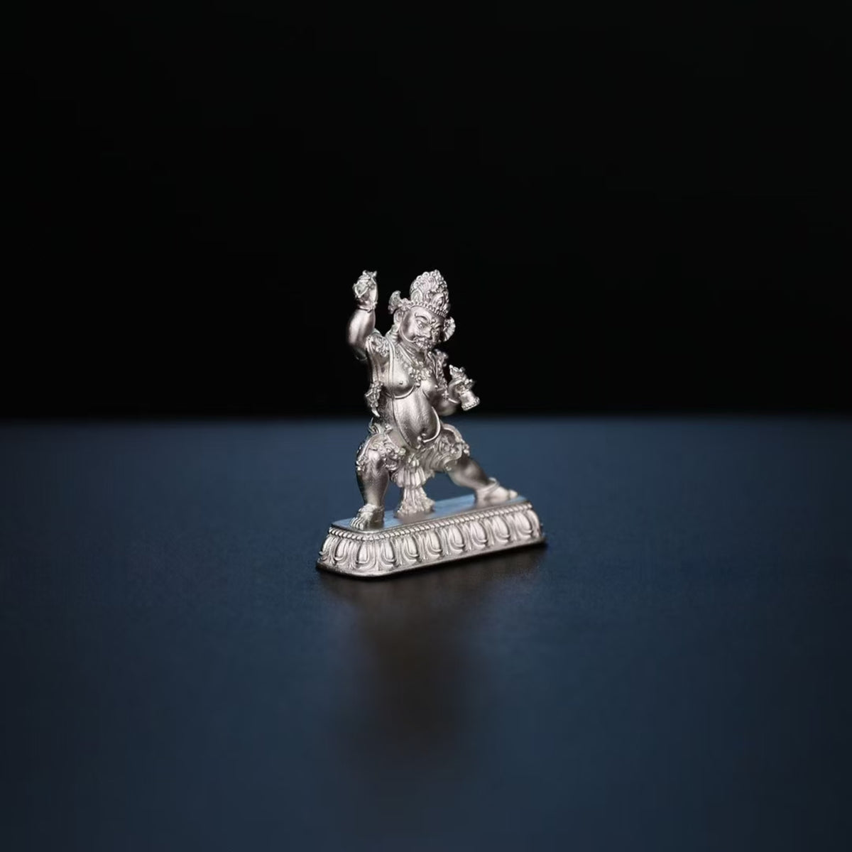 Tibetan Hand-Carved Vajrapani Silver Shrine Statue