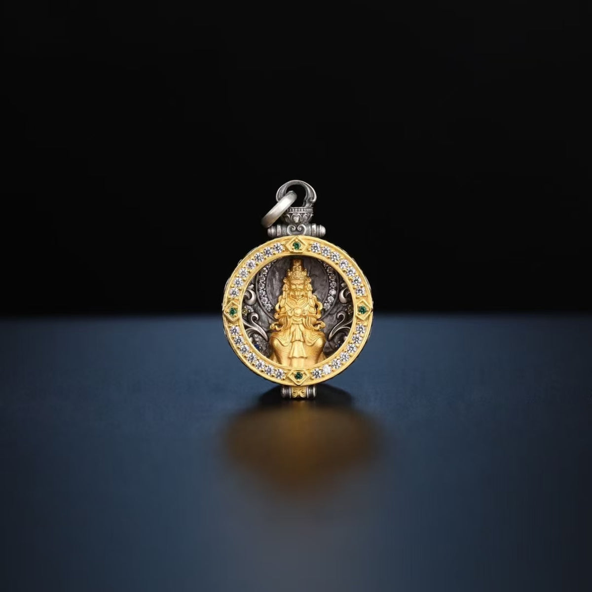 Tibetan Hand-Carved Zakiram Silver Gawu Box Pendant