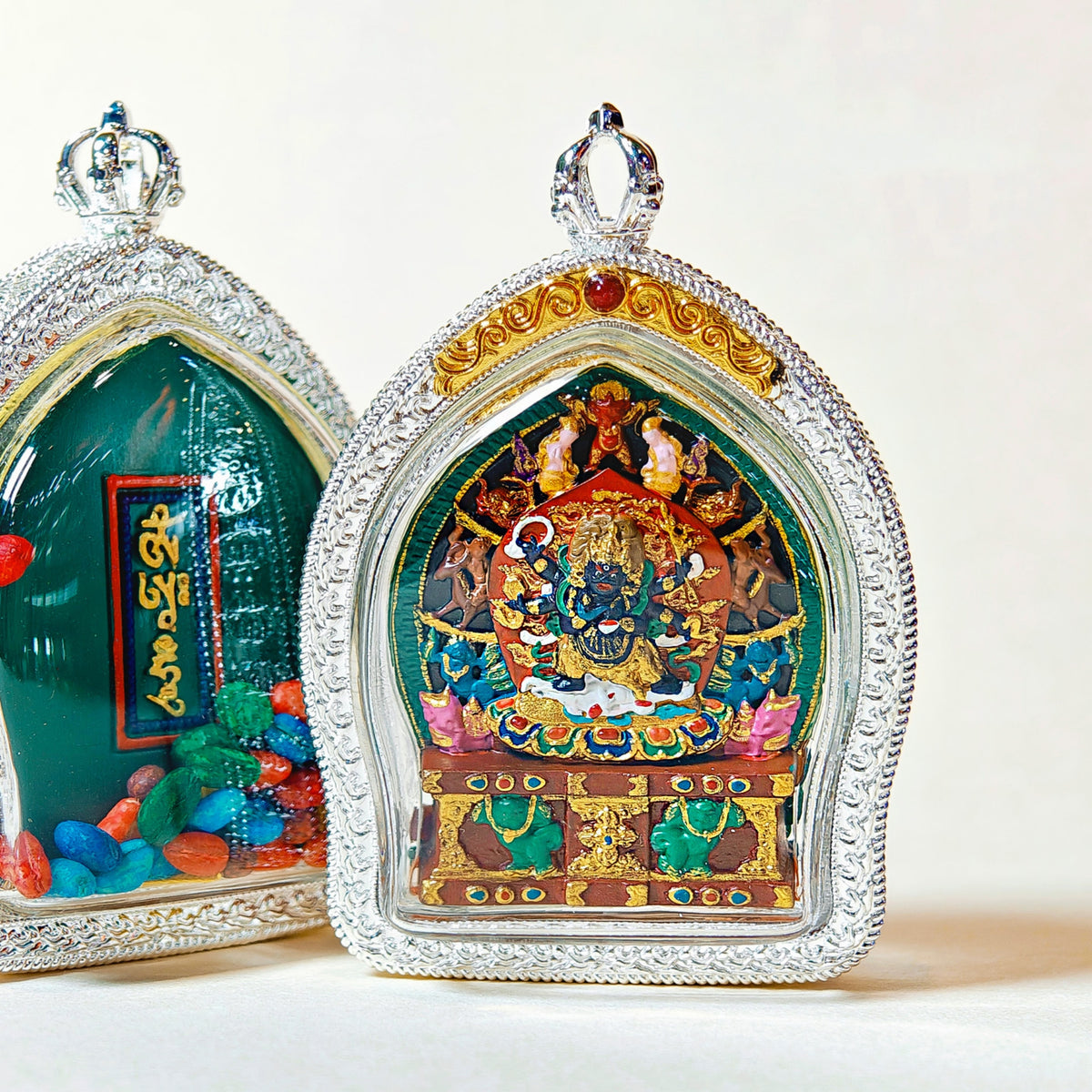 Tibetan Hand-Painted Buddhist Deity Tsa Tsa Amulet Pendant
