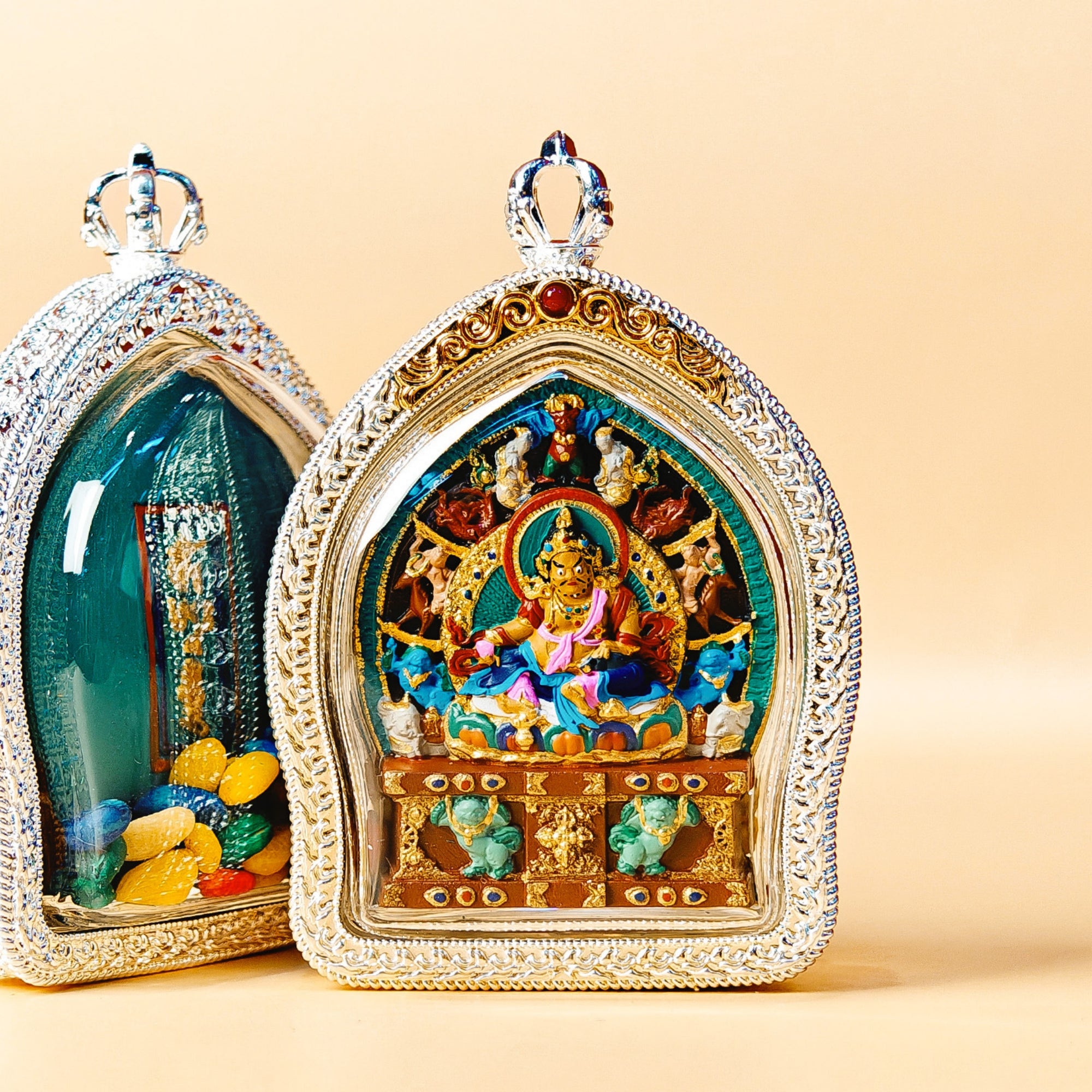 Tibetan Hand-Painted Buddhist Deity Tsa Tsa Amulet Pendant