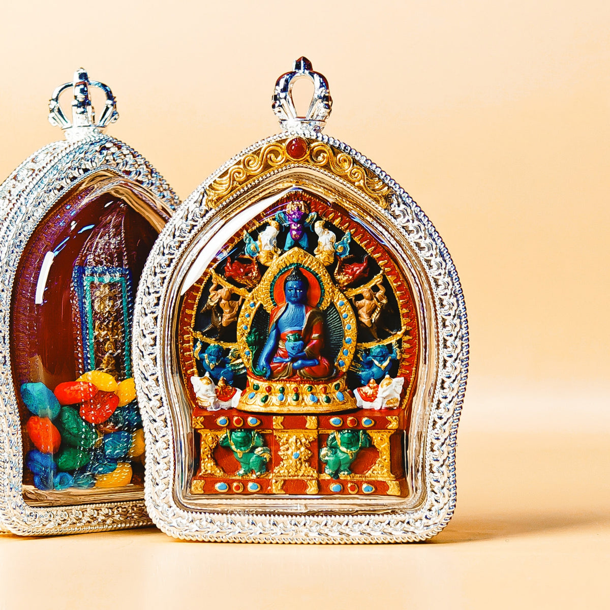 Tibetan Hand-Painted Buddhist Deity Tsa Tsa Amulet Pendant