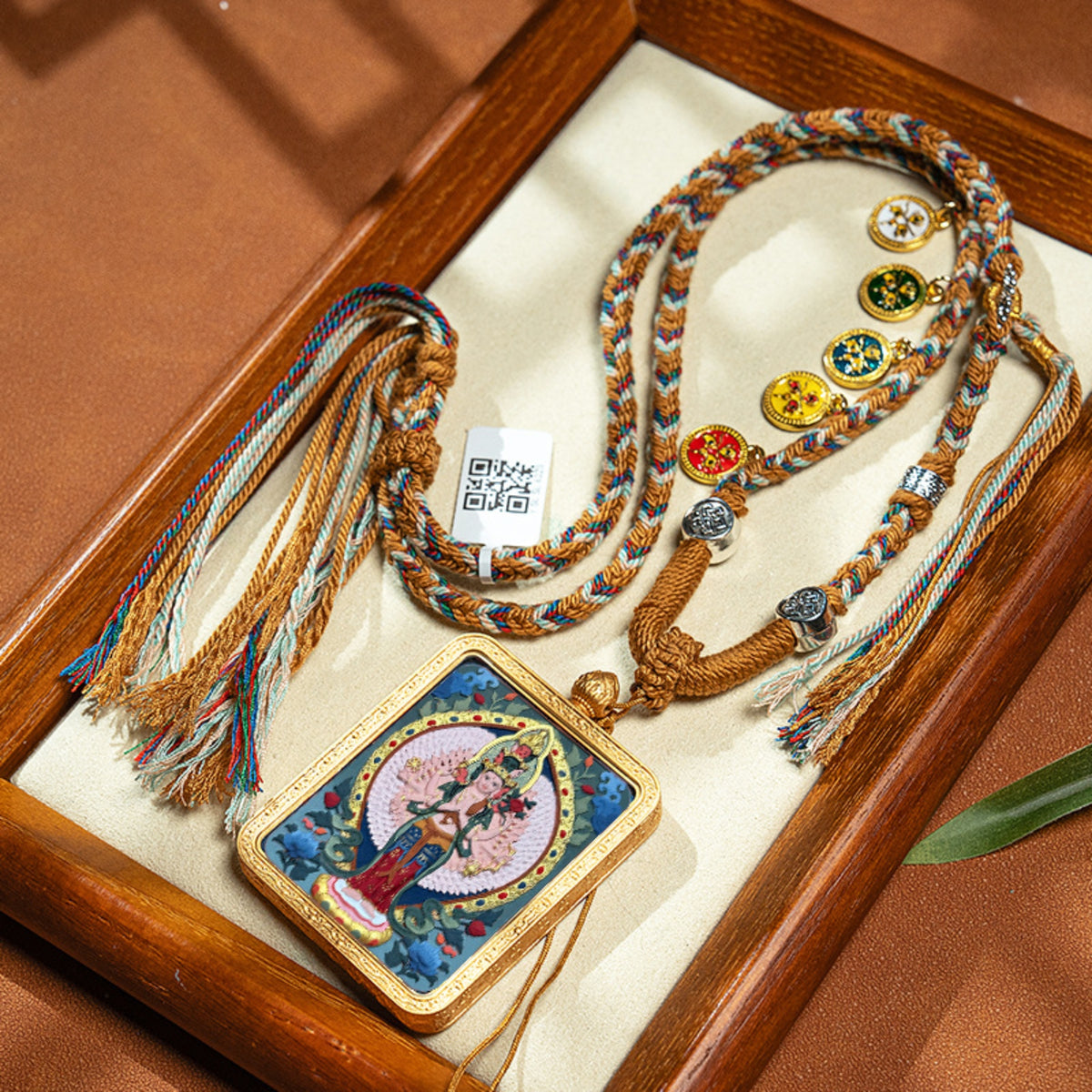 Tibetan Hand-Painted Zodiac Guardian Thangka Necklace