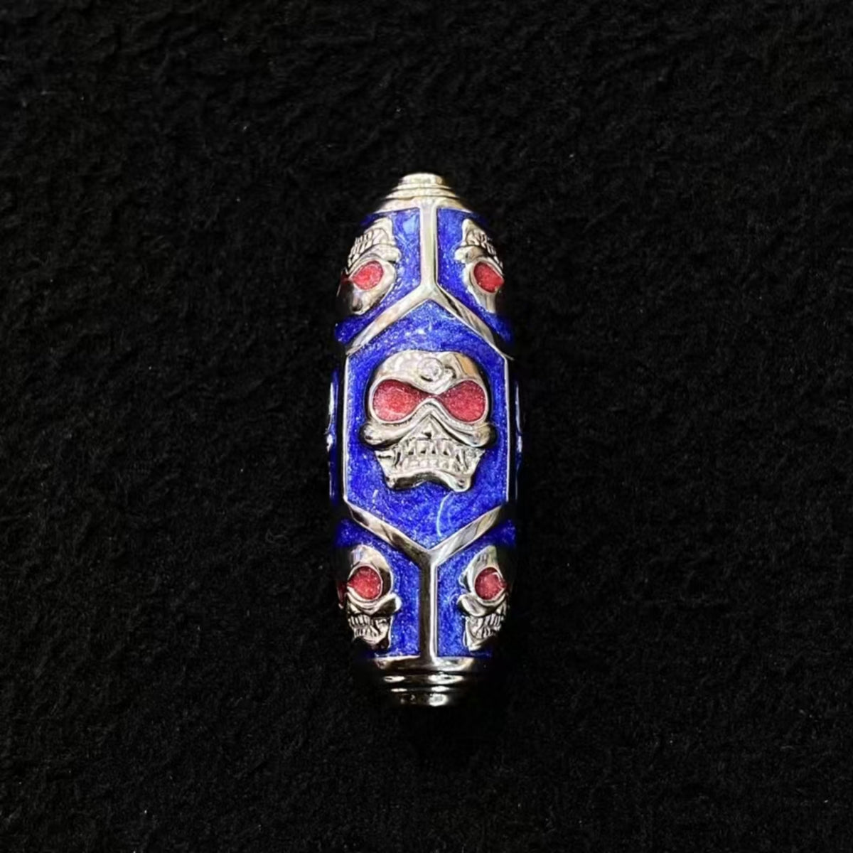 Tibetan Handcrafted Citipati Dzi Enamel Silver Pendant