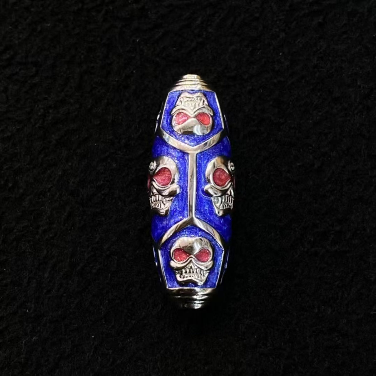 Tibetan Handcrafted Citipati Dzi Enamel Silver Pendant