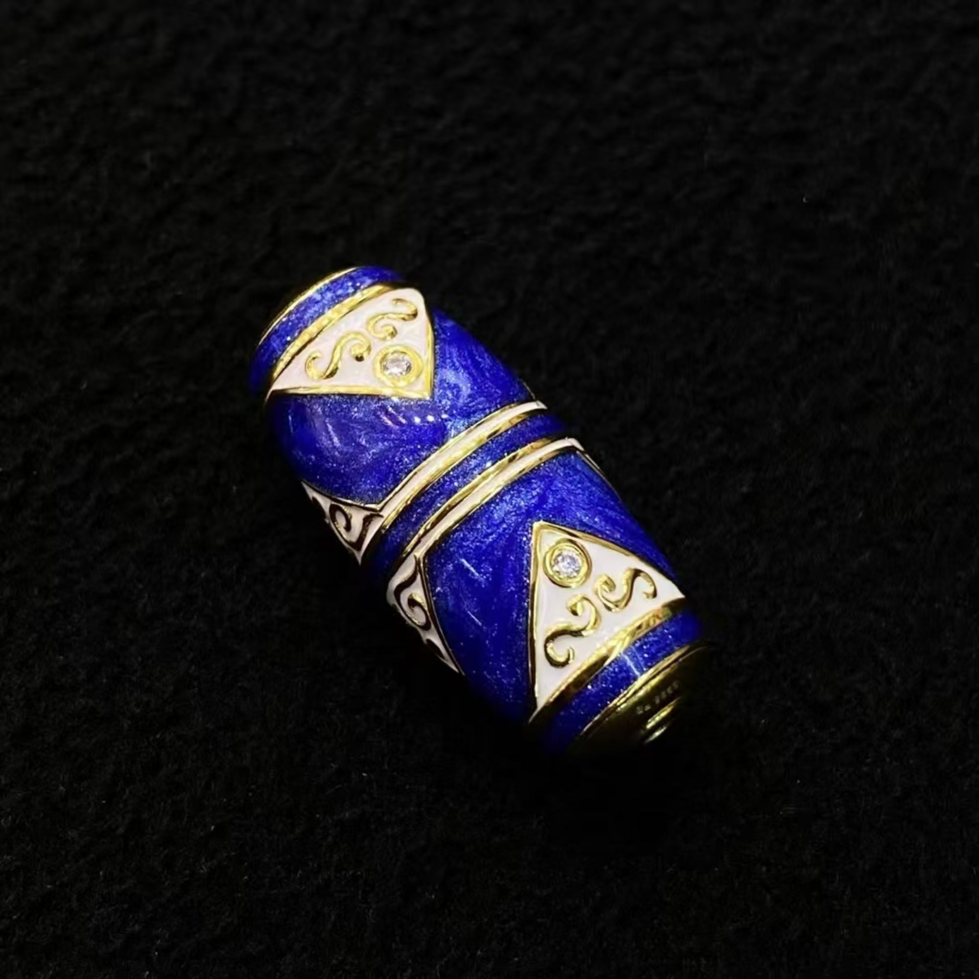 Tibetan Handcrafted Silver & Enamel Dzi Bead Pendant Necklace