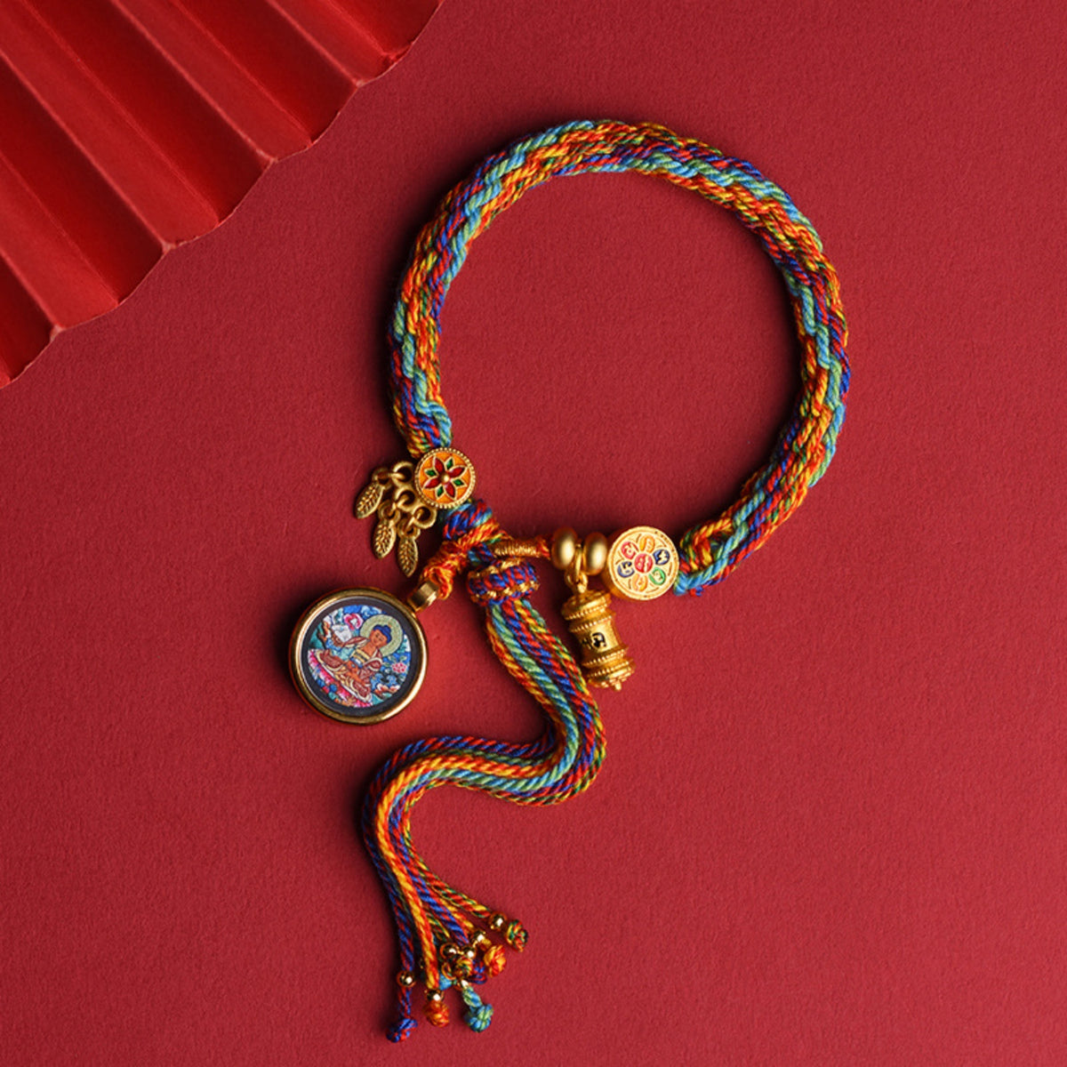 Tibetan Handwoven Thangka Protector Buddha Cotton Bracelet