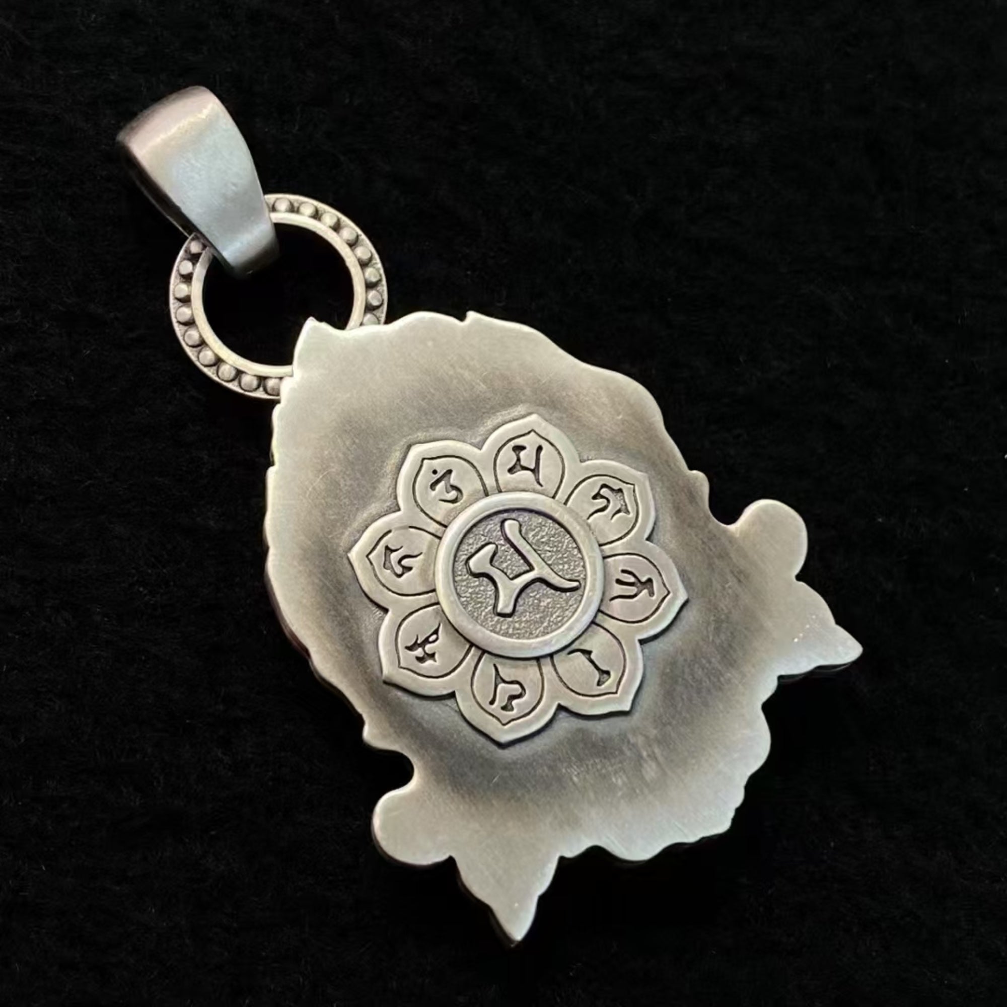 Tibetan Mahakala Guardian Silver Amulet Necklace