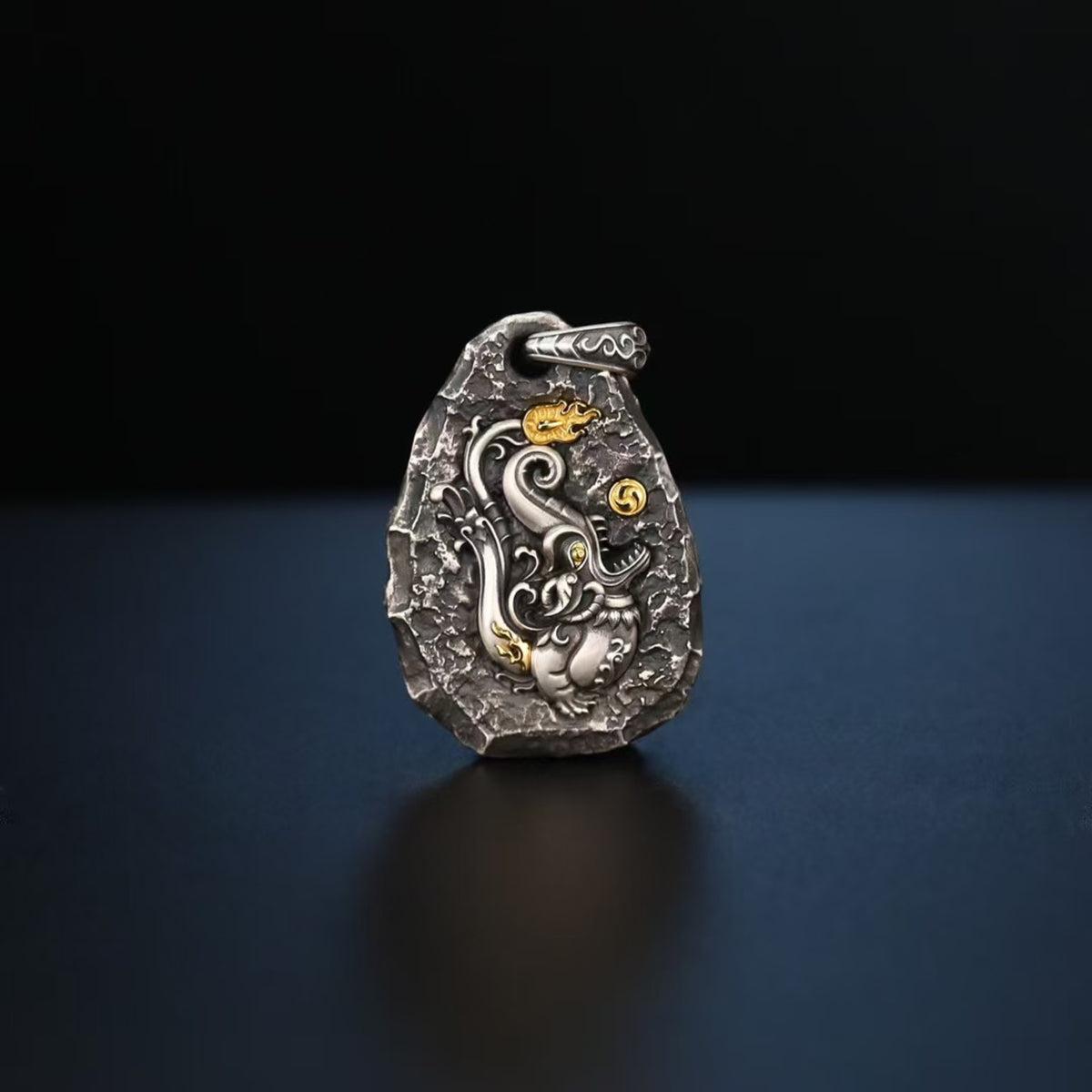 Tibetan Makara Silver Pendant Necklace