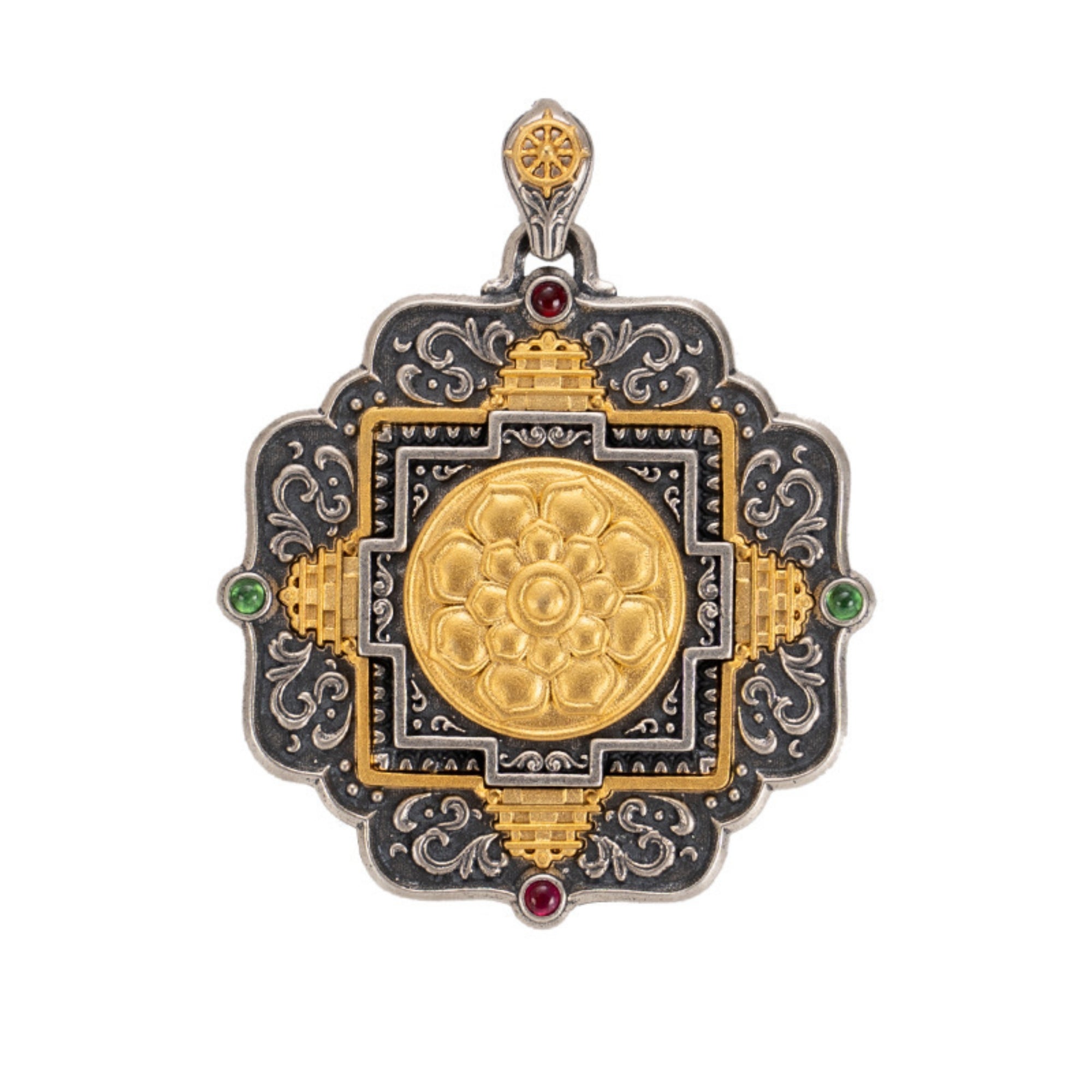 Tibetan Mandala Sterling Silver Pendant Necklace