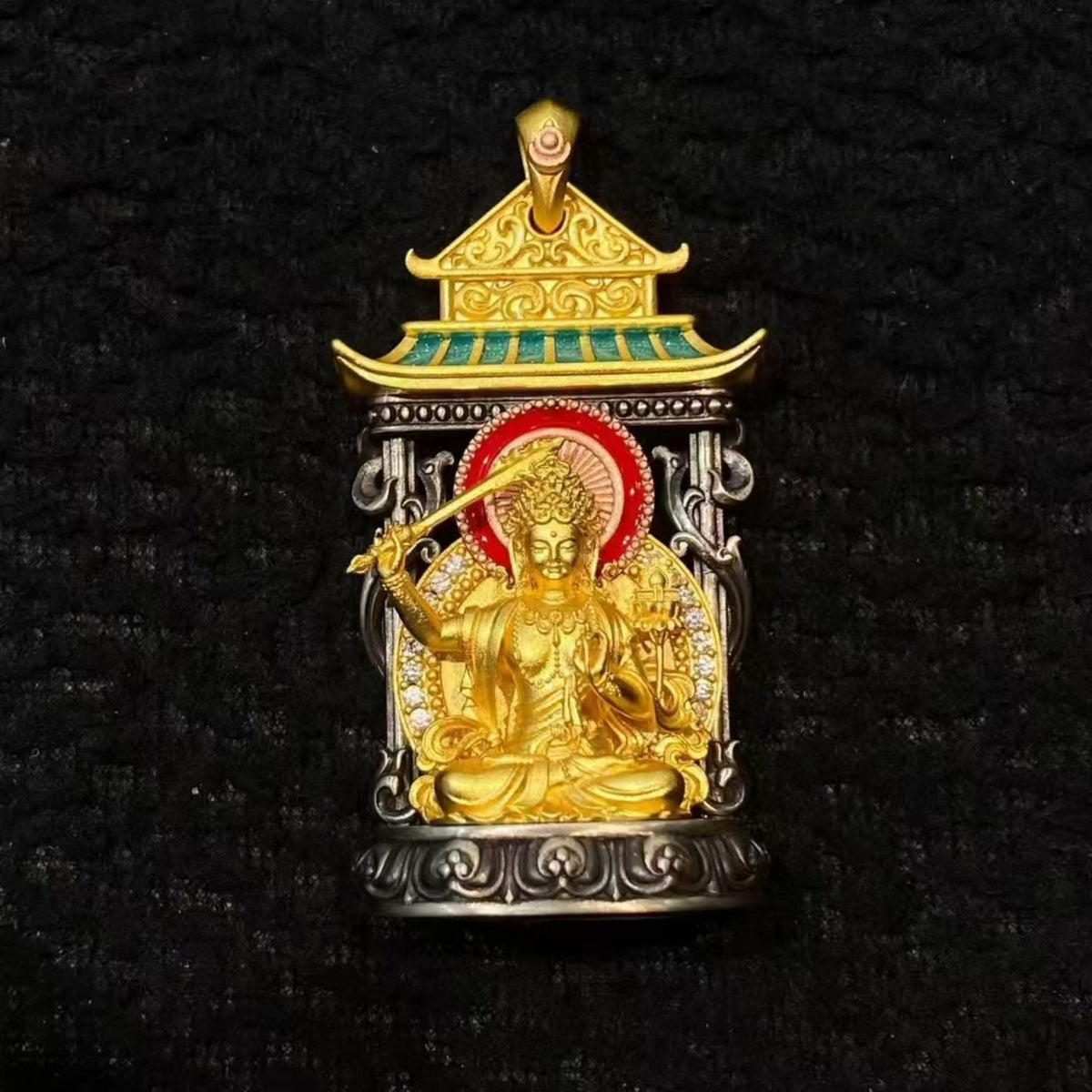 Tibetan Manjushri Shrine Pendant Necklace