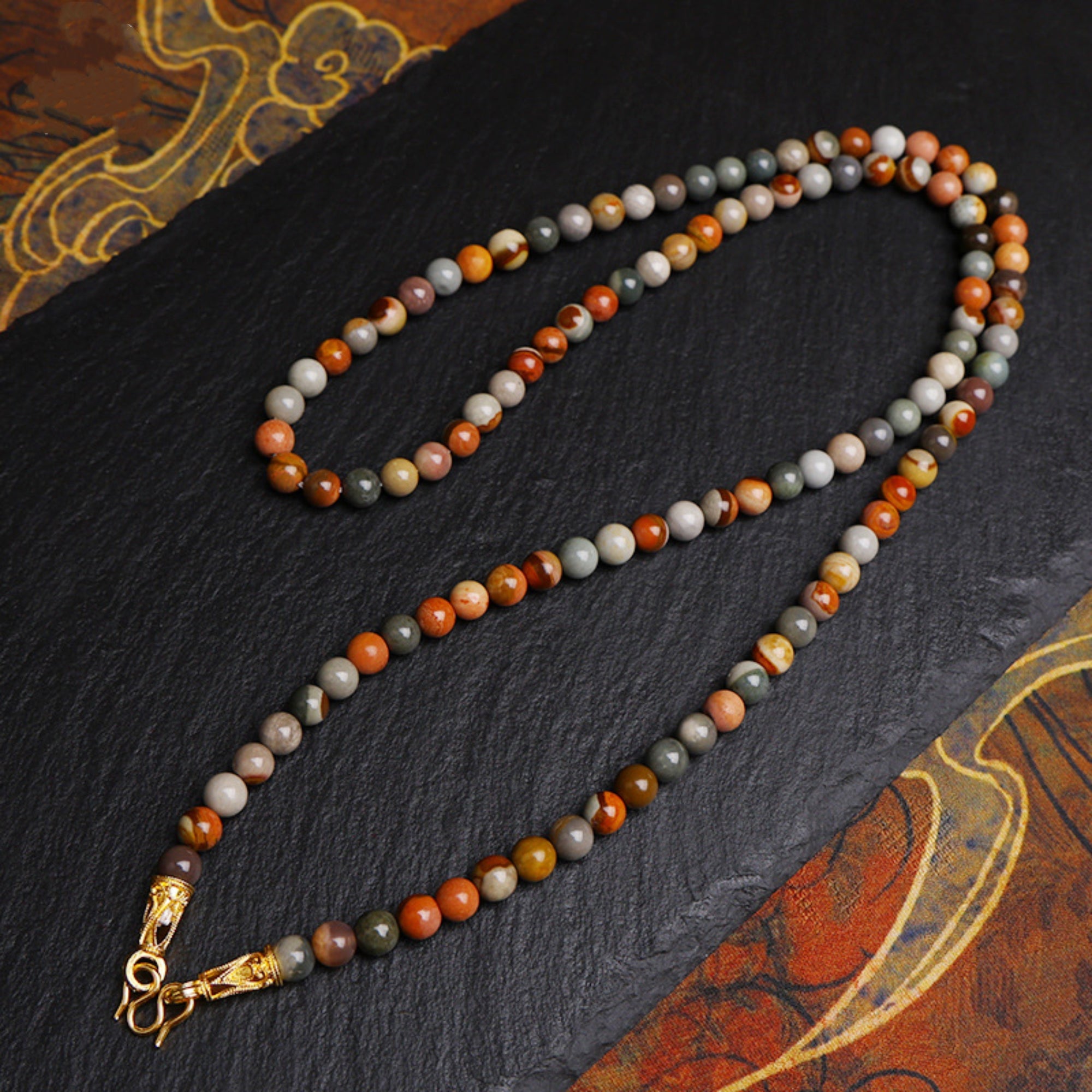 Tibetan Multicolor Agate Thangka Pendant Replacement Chain