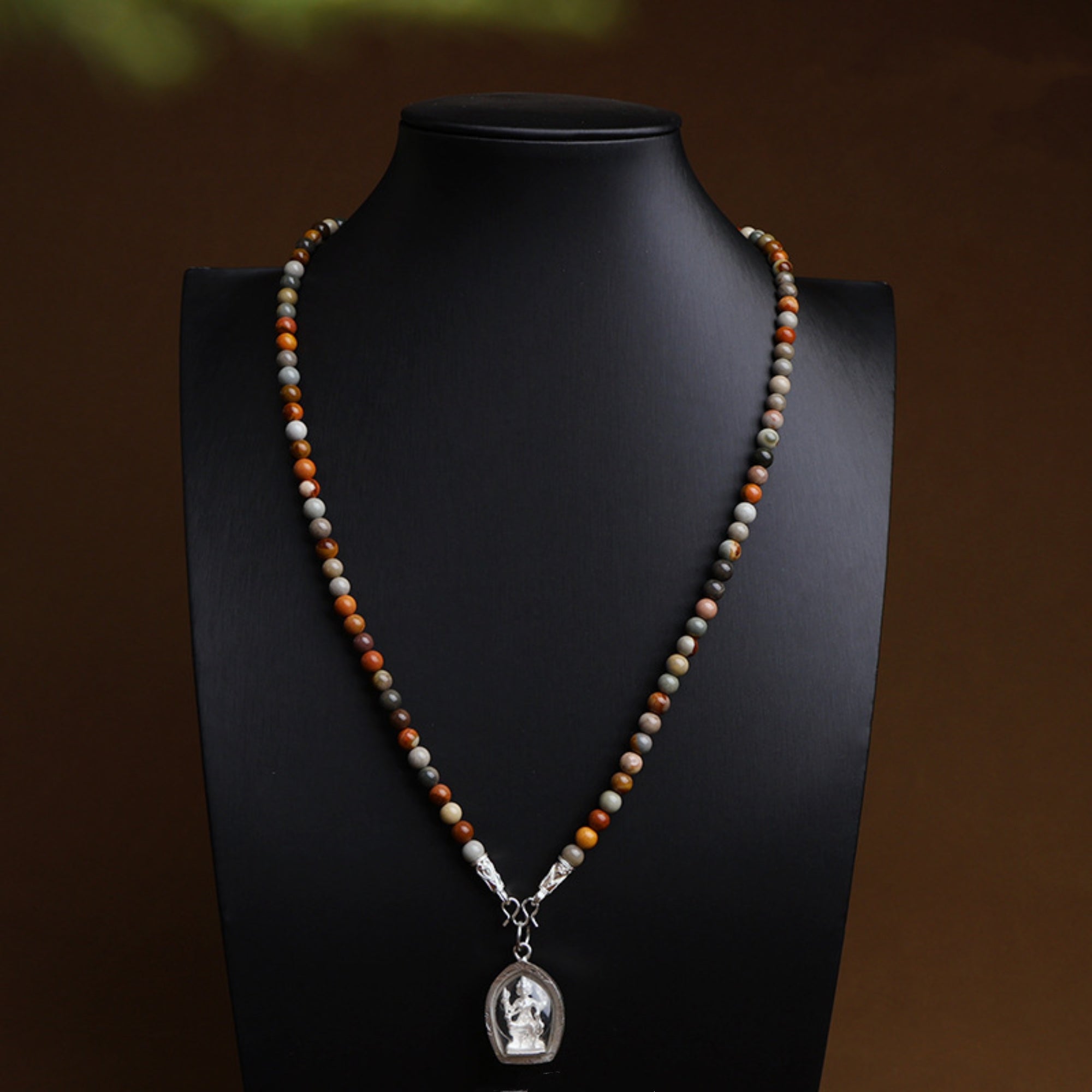 Tibetan Multicolor Agate Thangka Pendant Replacement Chain