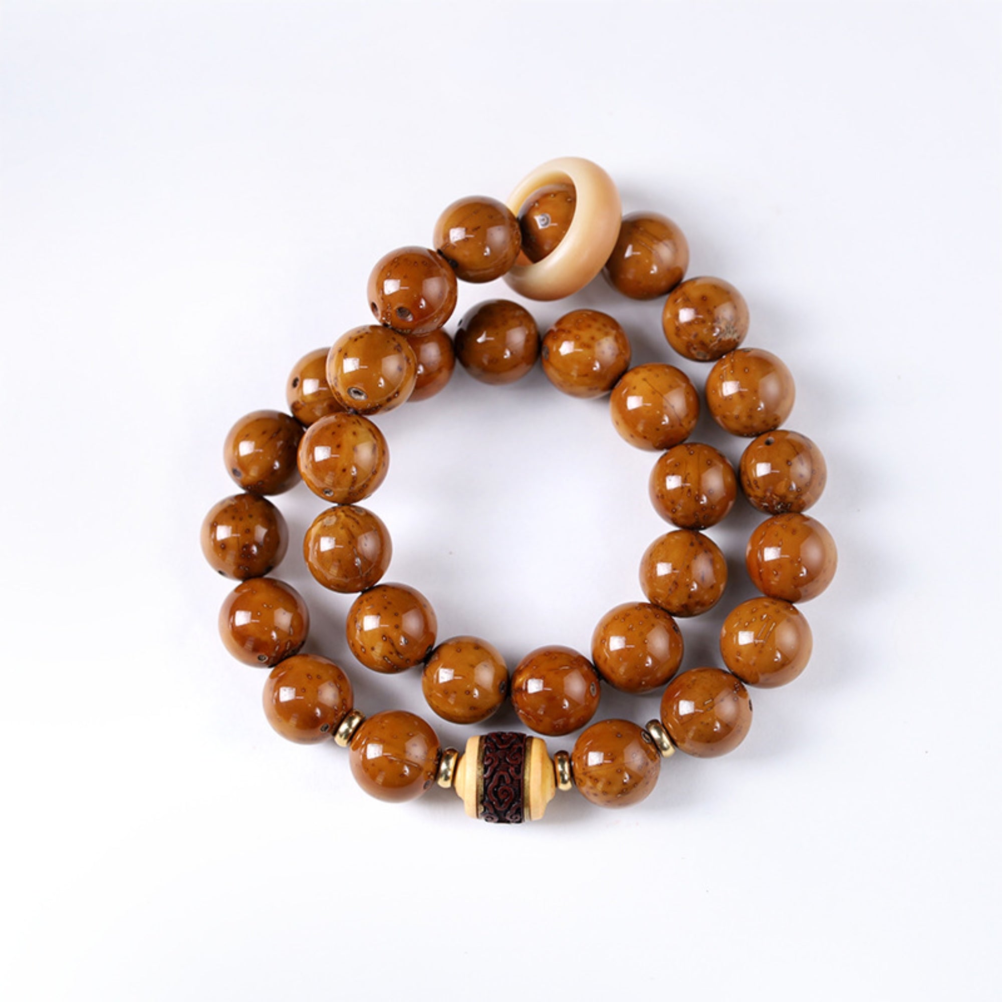 Tibetan Silver Zodiac Mantra Bodhi Mala Bracelet