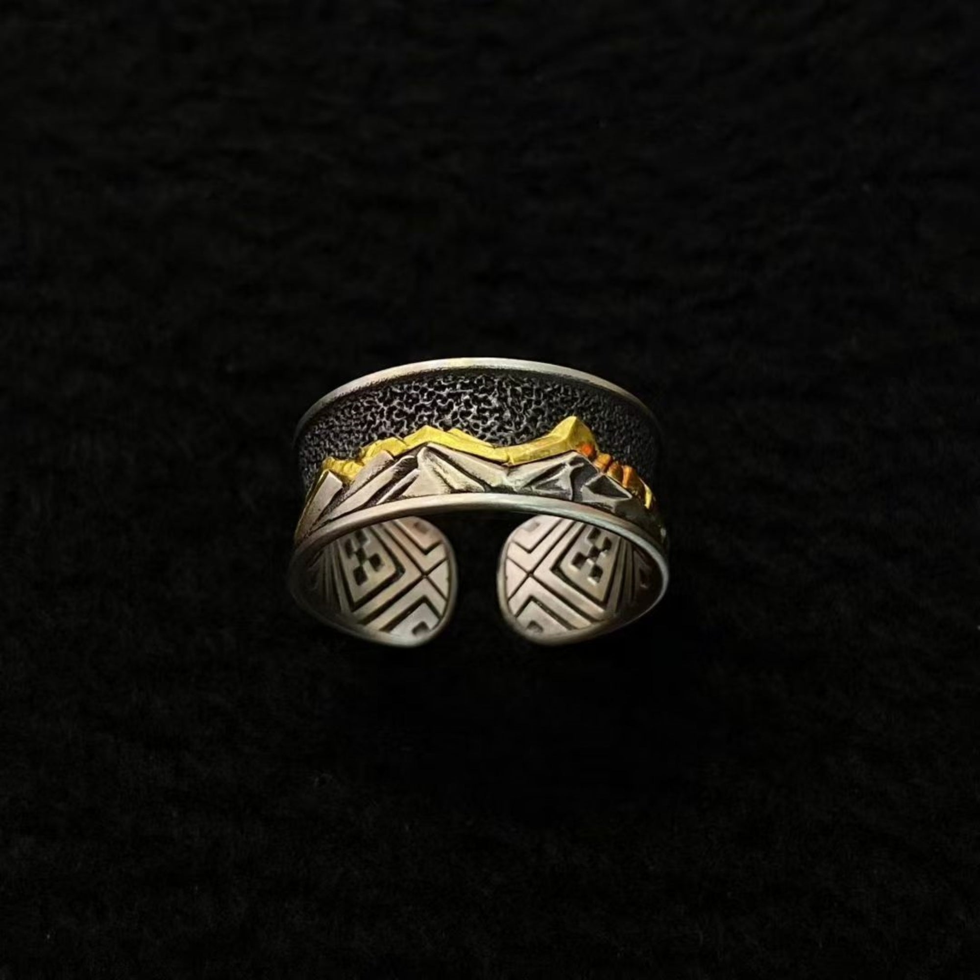 Tibetan Snow Mountain Sterling Silver Adjustable Ring