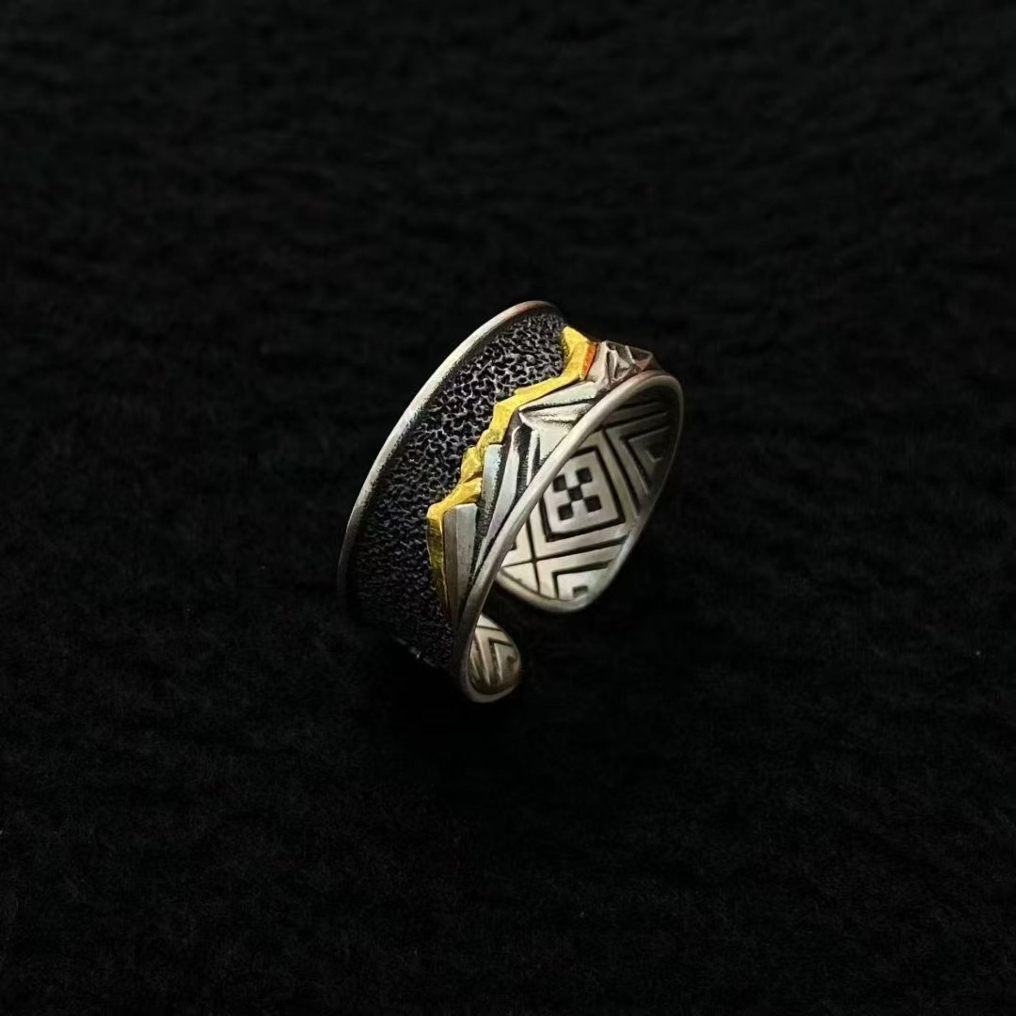 Tibetan Snow Mountain Sterling Silver Adjustable Ring