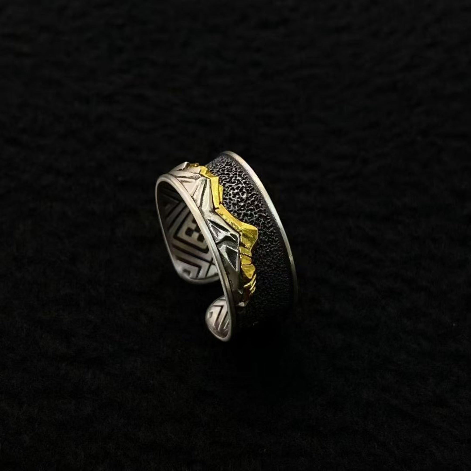 Tibetan Snow Mountain Sterling Silver Adjustable Ring