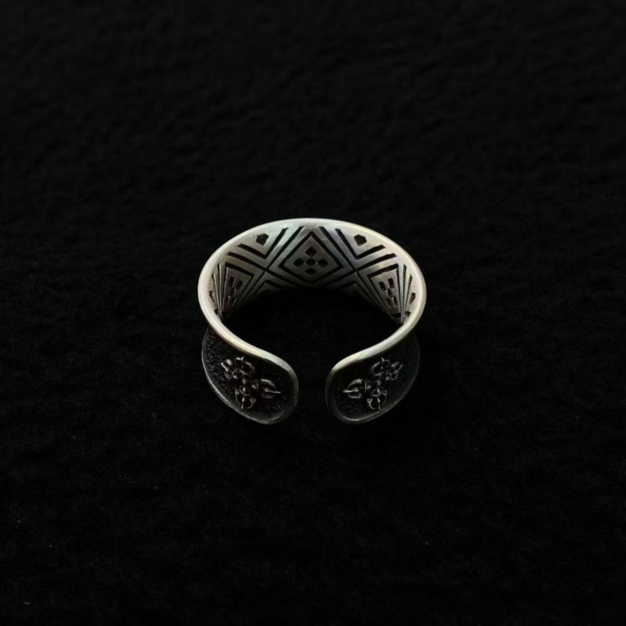 Tibetan Snow Mountain Sterling Silver Adjustable Ring