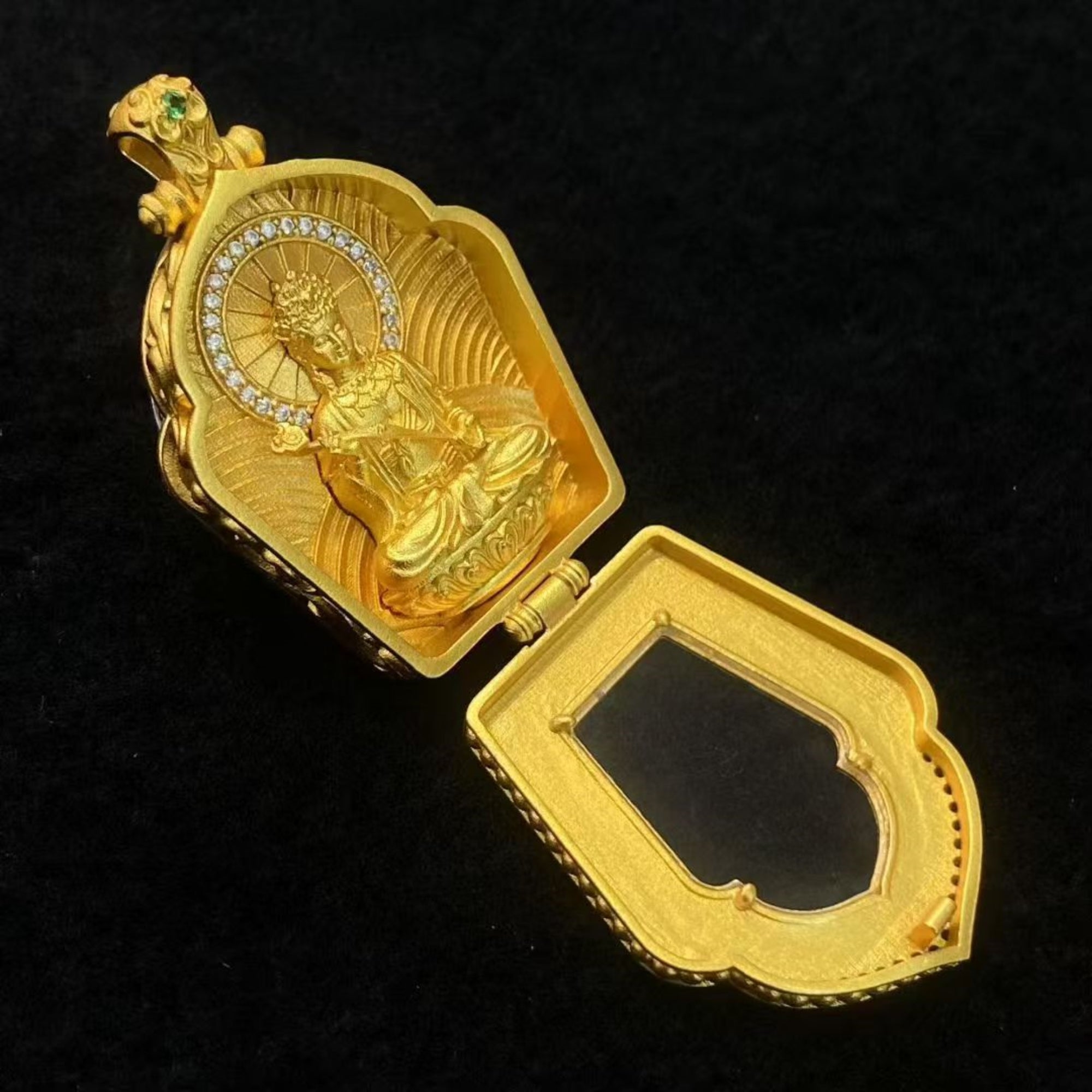 Tibetan Sterling Silver Samantabhadra Gawu Box Pendant