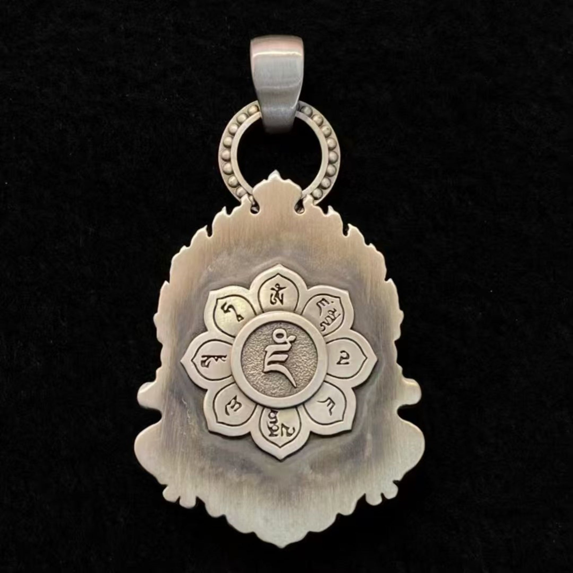 Tibetan Sterling Silver Wealth Deity Amulet Necklace