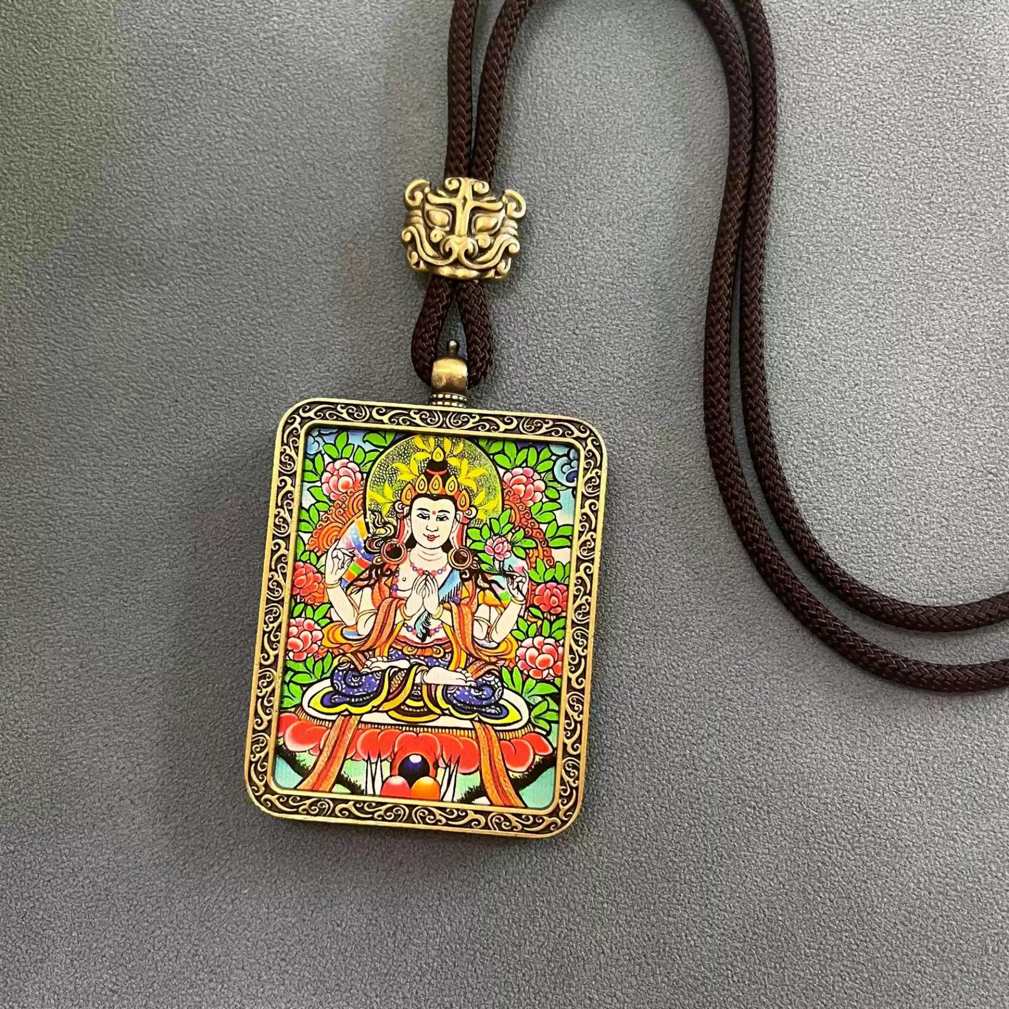 Tibetan Thangka Buddha Necklace