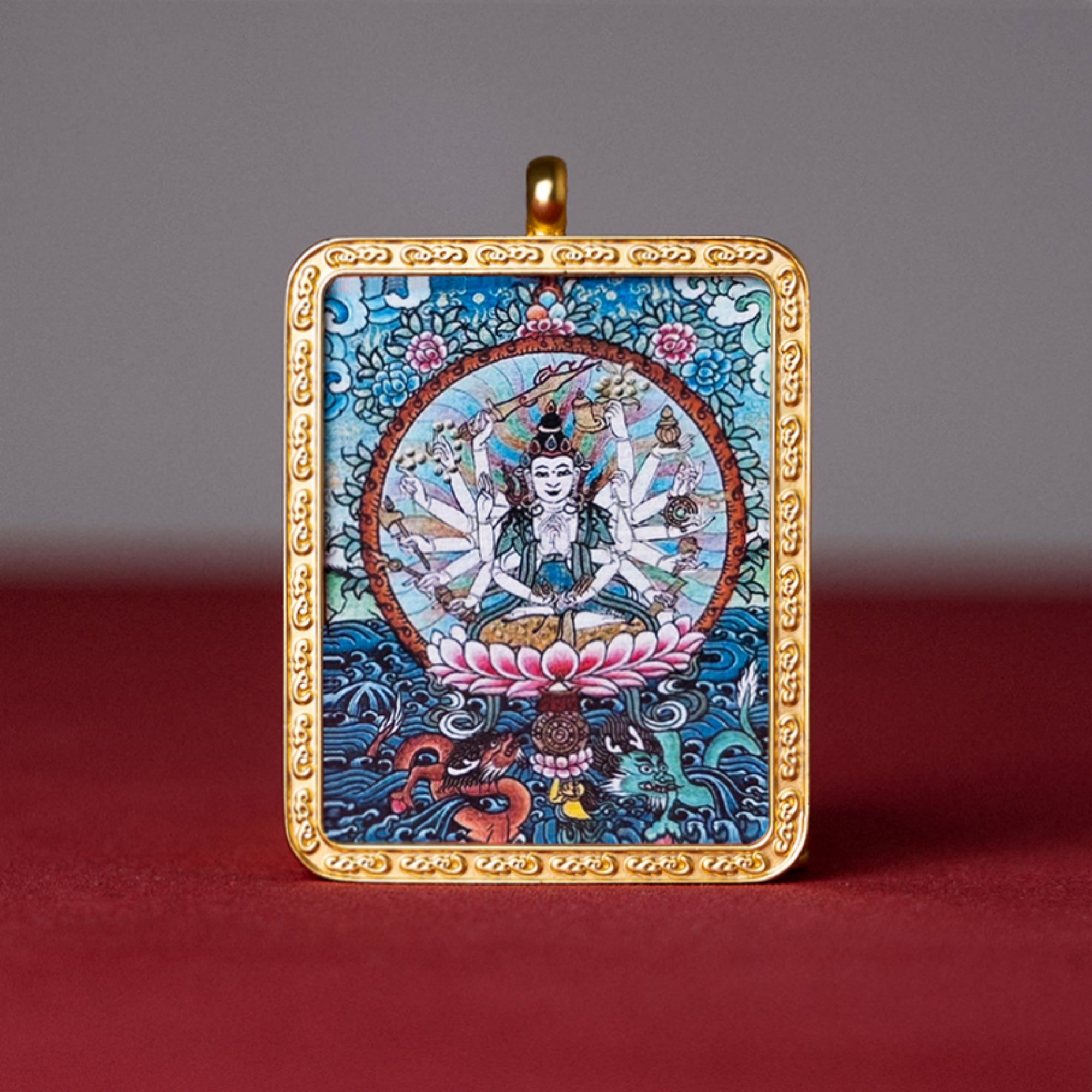 Tibetan Thangka Buddha Pendant Necklace