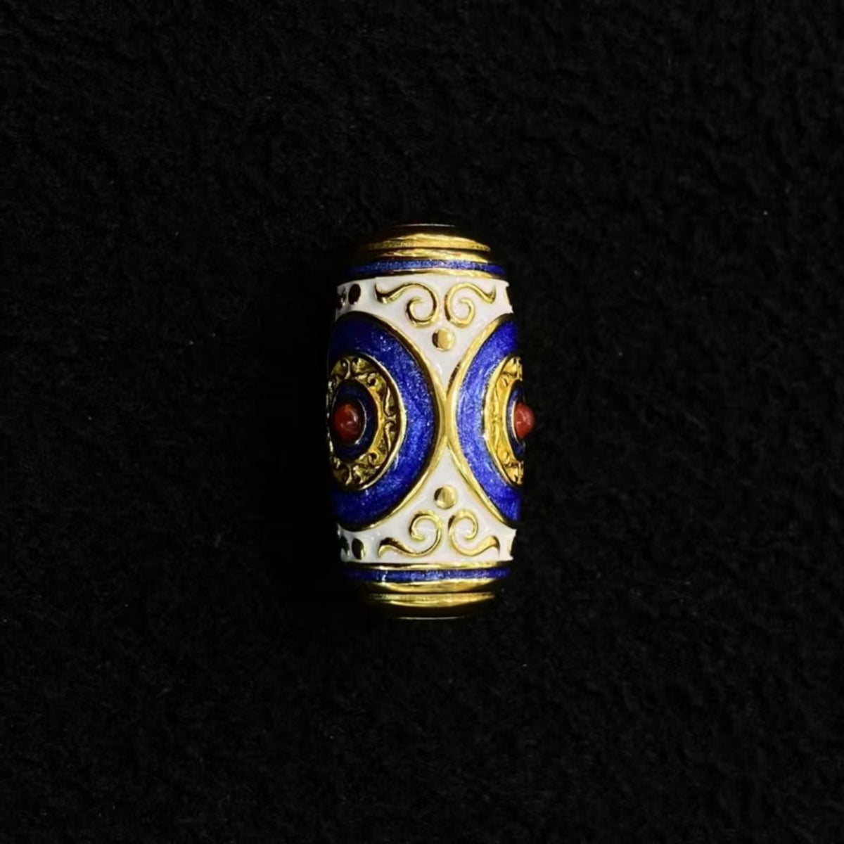 Tibetan Three-Eyed Dzi Enamel Silver Pendant